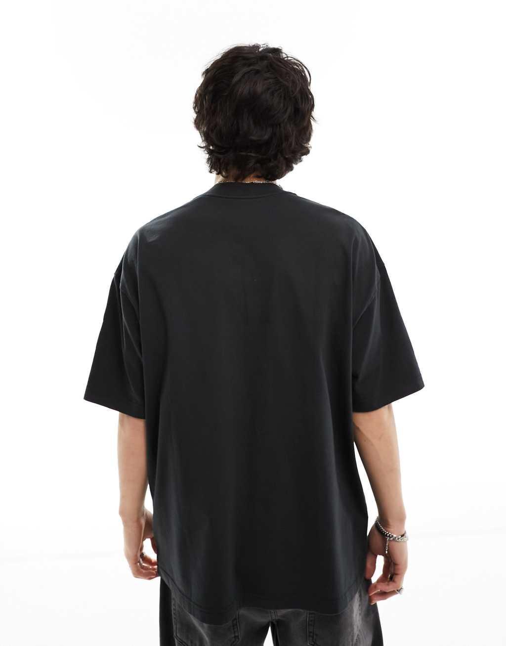 AllSaints Biggy tonal logo oversized T-shirt in black Product Image
