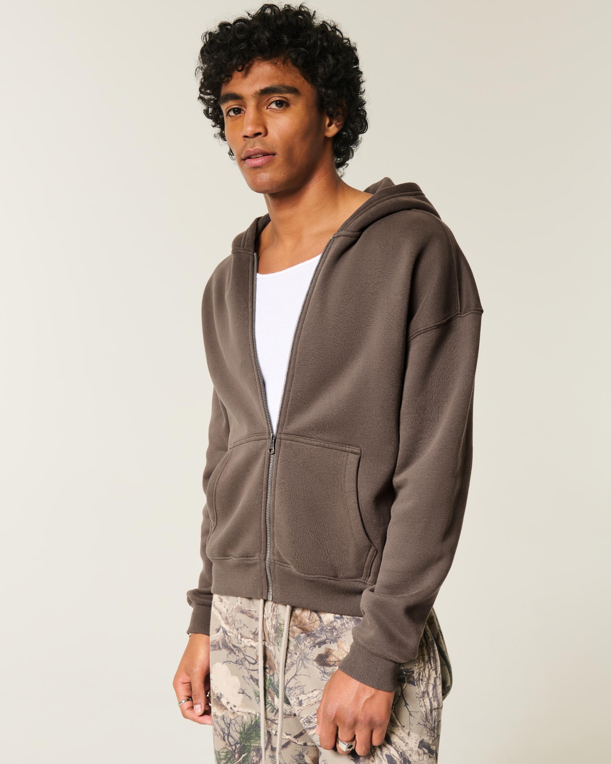 Boxy Flame Graphic Zip-Up Hoodie Product Image