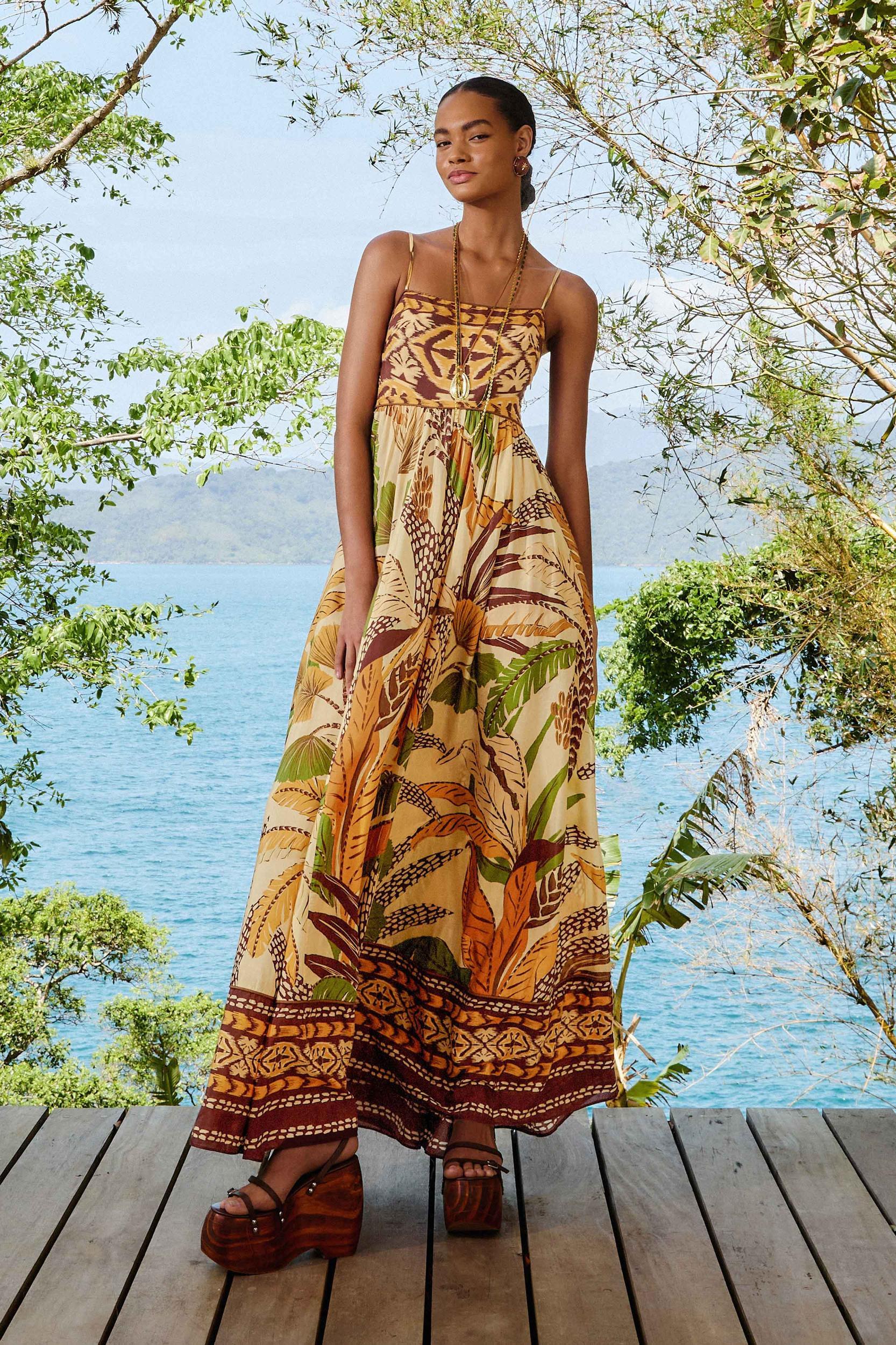Sand Foliage Sketch Maxi Dress Product Image