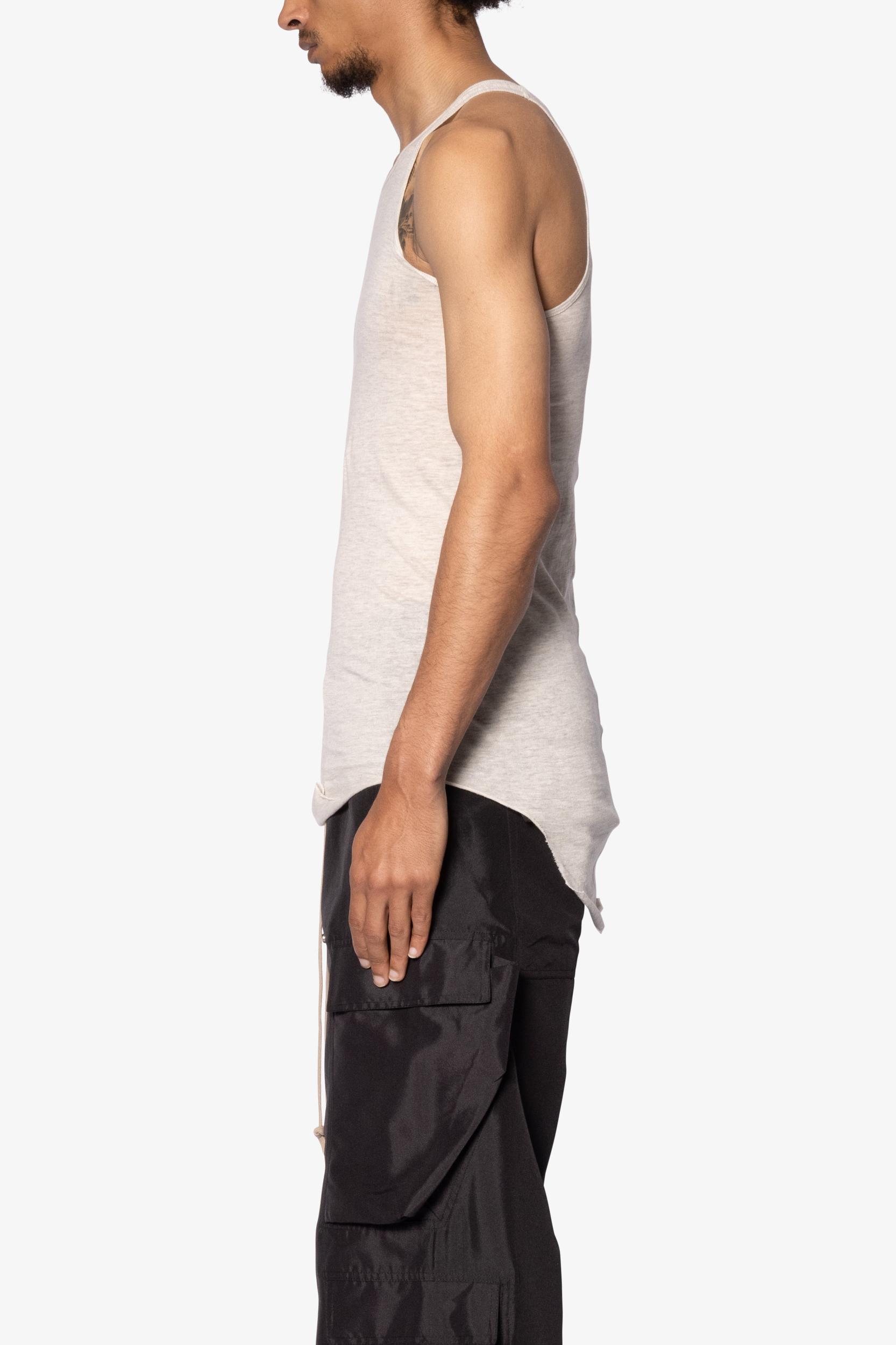 Sheer Knit Racer Tank - Grey Product Image