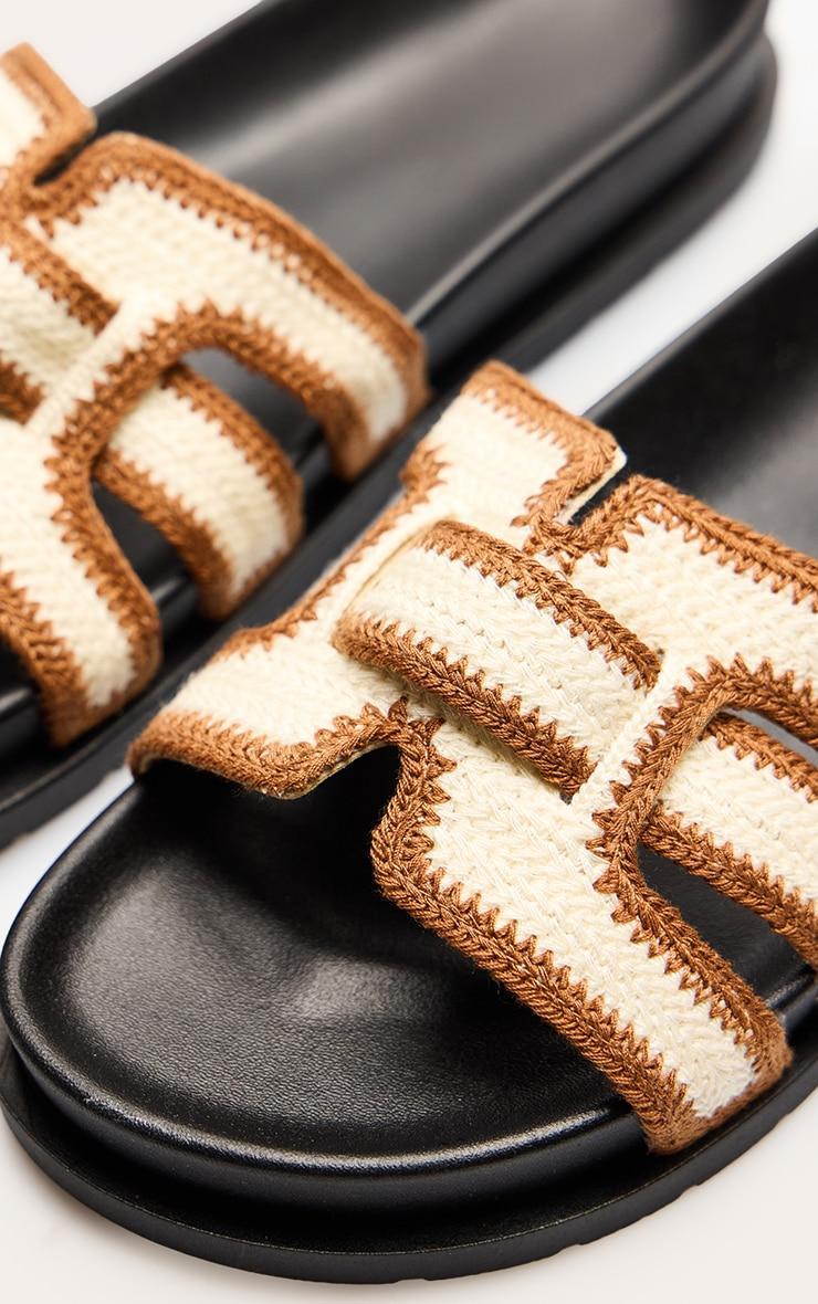 Camel Contrast Raffia Weave Footbed Sandal Product Image