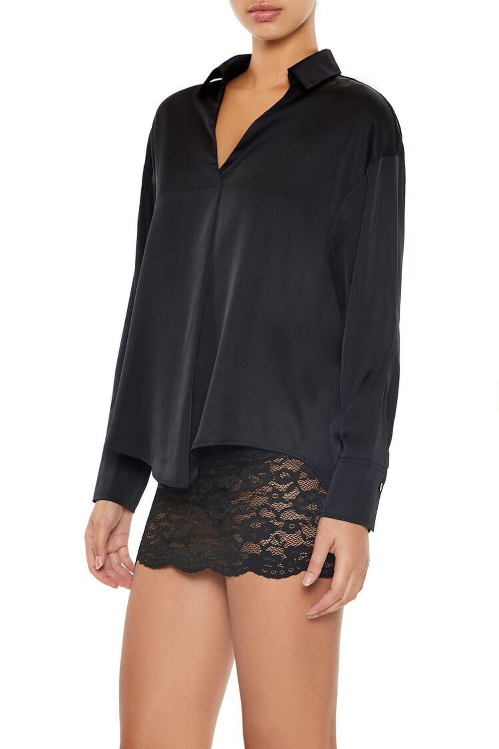 Satin Split-Neck Top | Forever 21 Product Image
