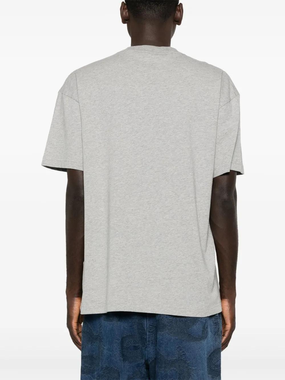 PALM ANGELS Logo-print Cotton T-shirt In Melange Grey Petrol Product Image