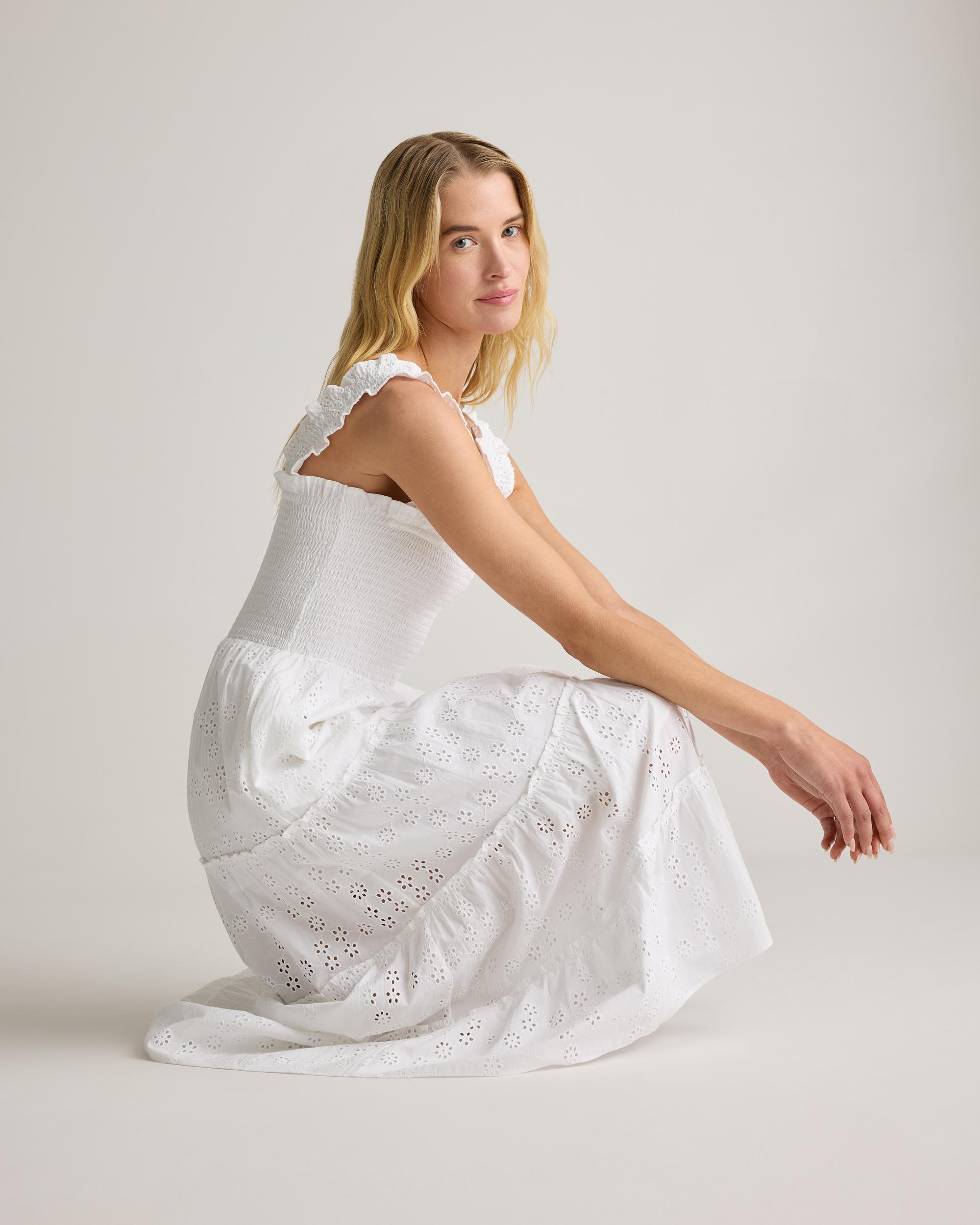 Quince | Women's Smocked Midi Dress Size XL, Organic Cotton Product Image