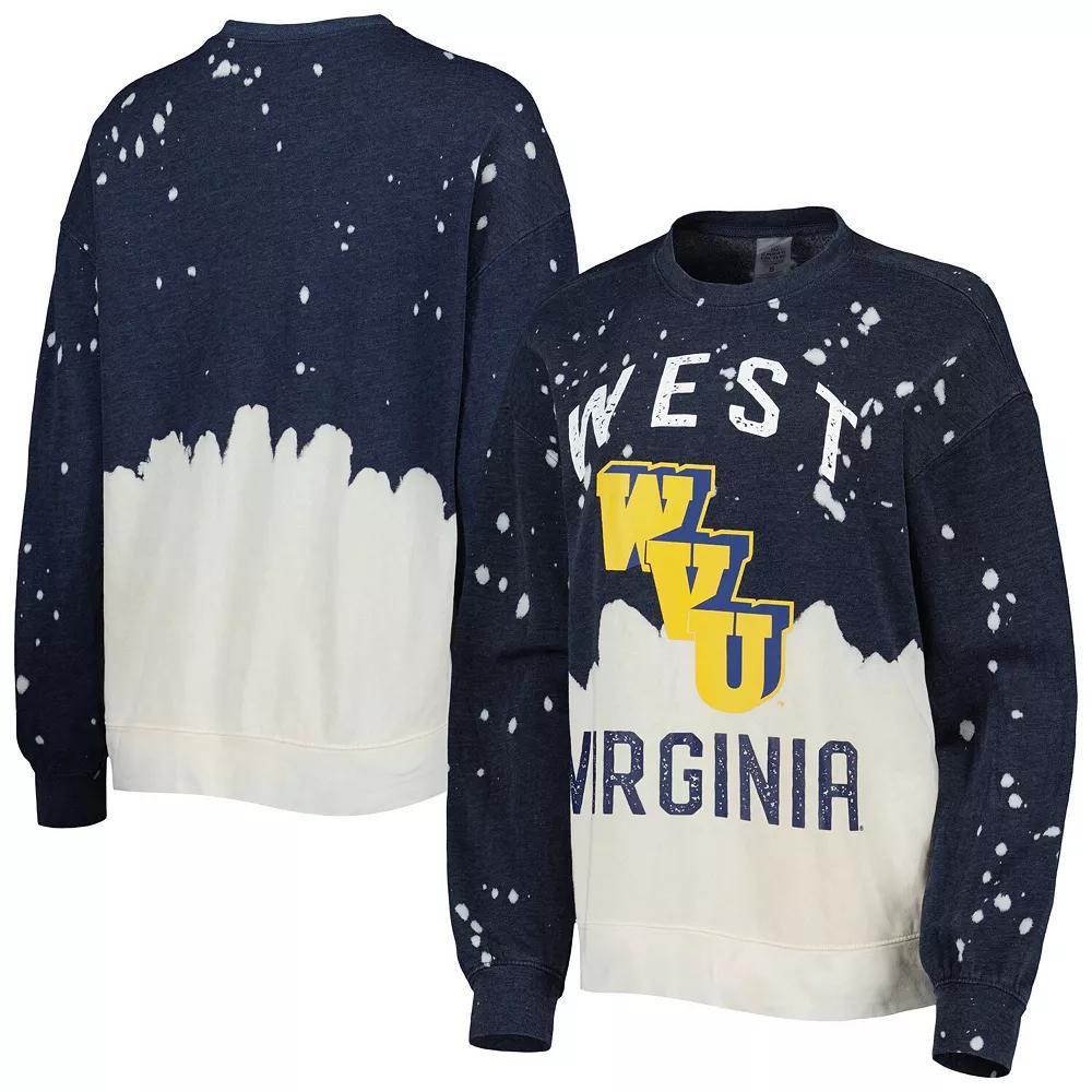 Women's Gameday Couture Navy West Virginia Mountaineers Twice As Nice Faded Dip-Dye Pullover Long Sleeve Top, Size: Large, Blue Product Image