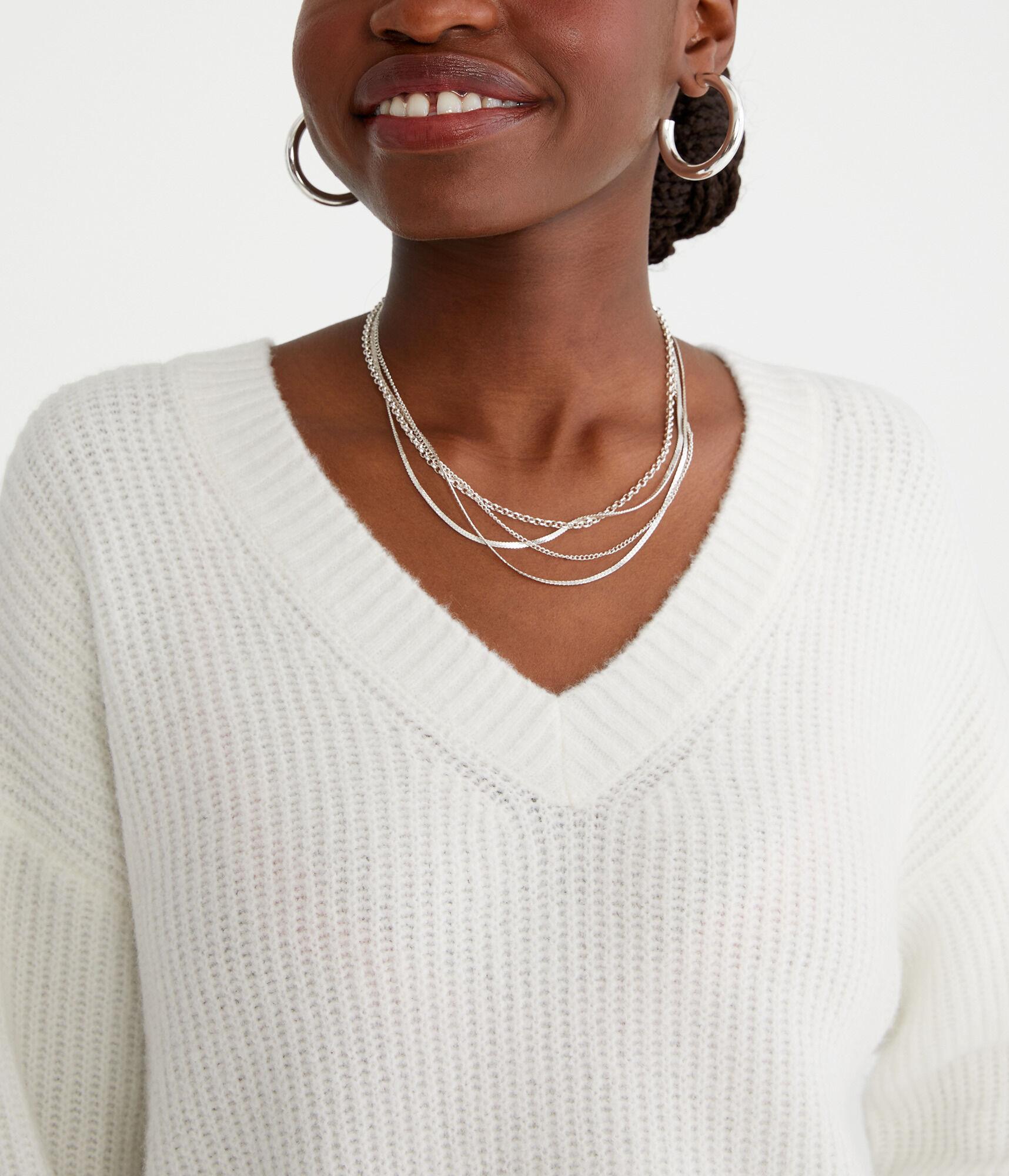 Shaker Knit V-Neck Sweater Product Image
