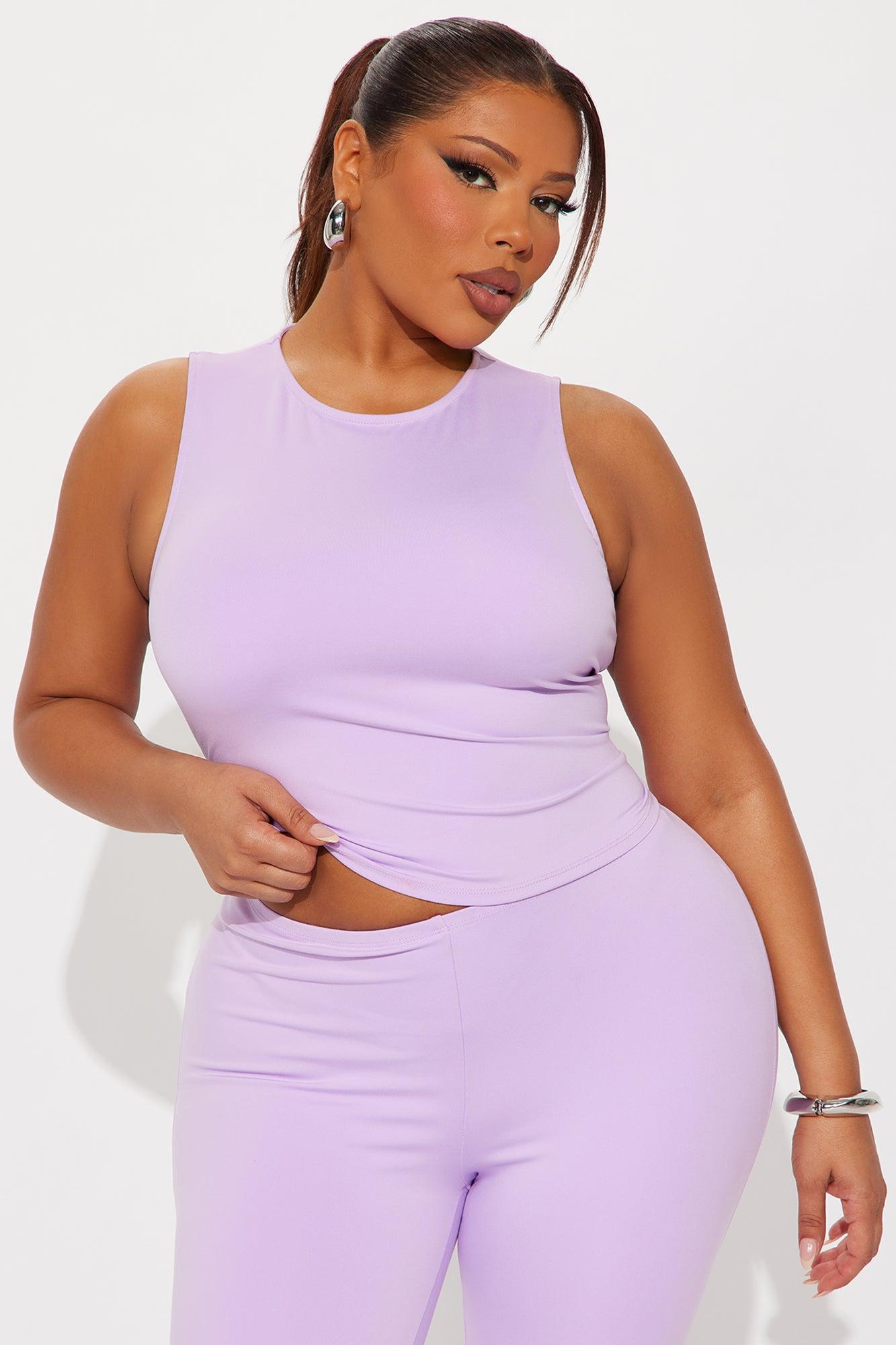 All Day Sleek Matte Tricot Capri Set - Lavender Product Image