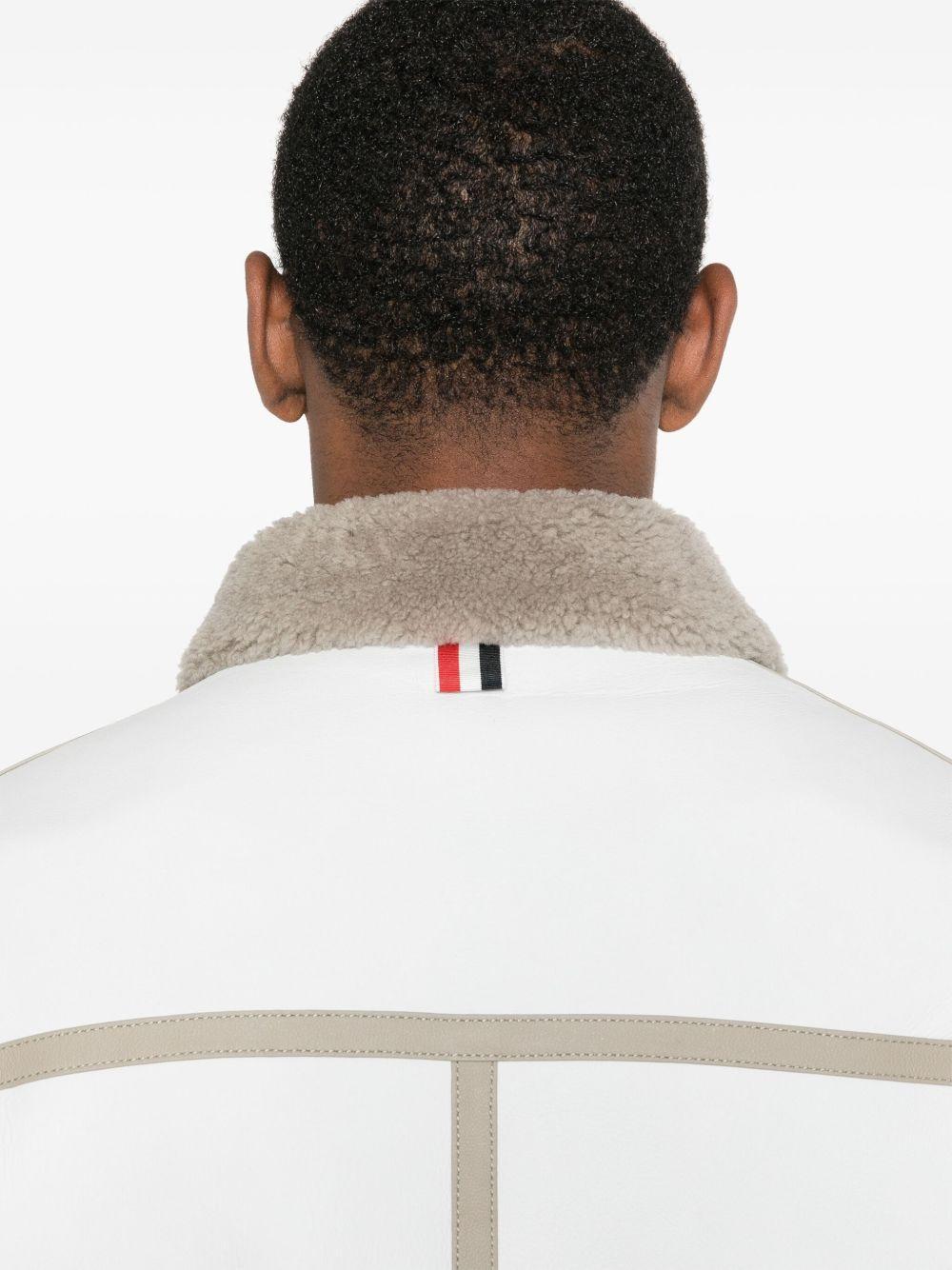 shearling-trim leather jacket Product Image