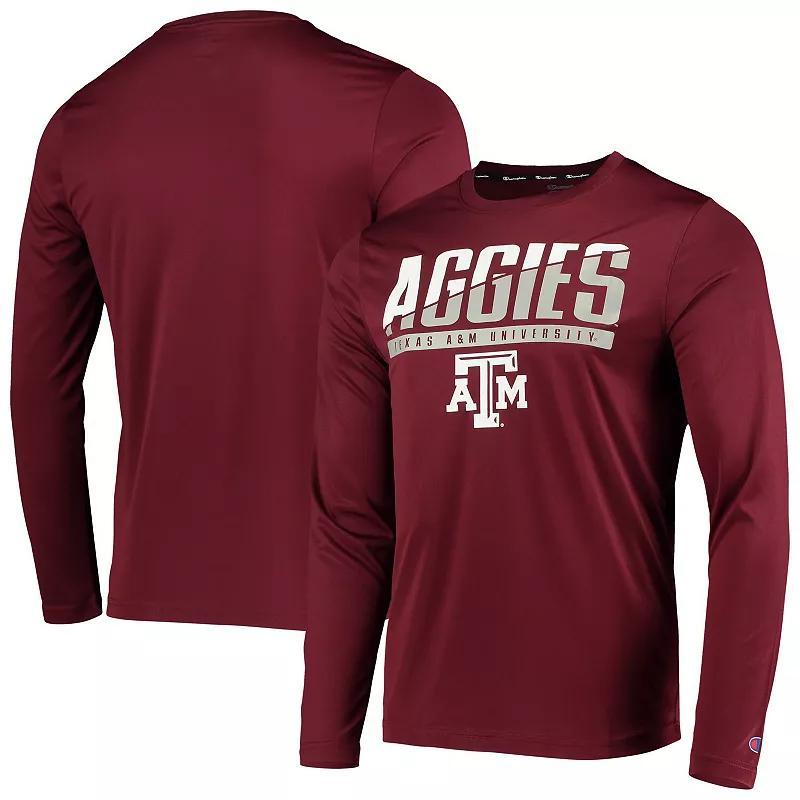 Mens Champion Maroon Texas A&M Aggies Wordmark Slash Long Sleeve T-Shirt Product Image