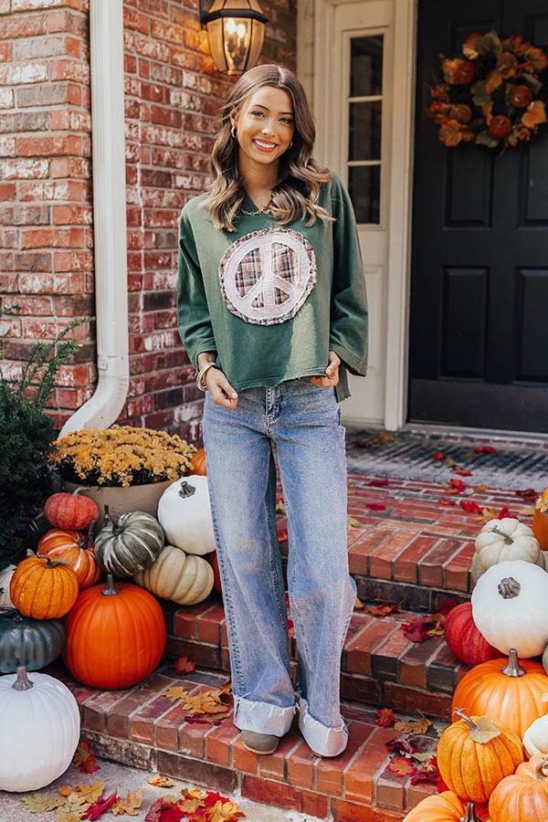 Peace And Love Vintage Wash Tee in Hunter Green Product Image