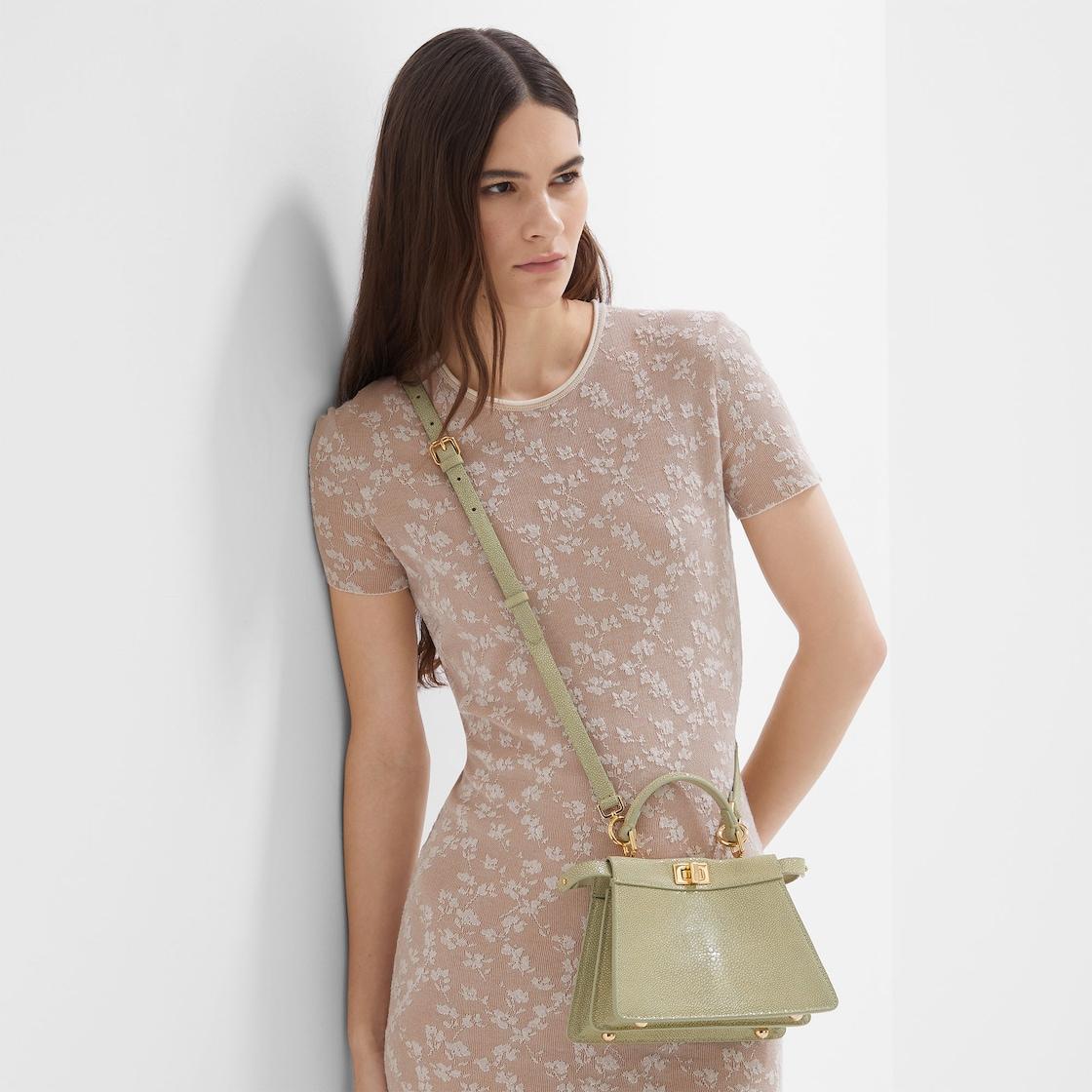 Peekaboo ISeeU PetiteSage green stingray leather bag Product Image
