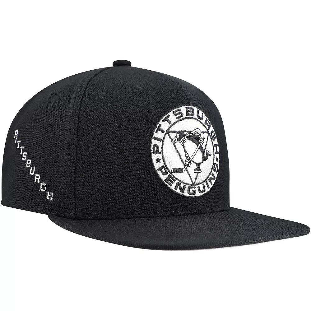 Men's Mitchell & Ness  Black Pittsburgh Penguins Team Snapback Hat Product Image