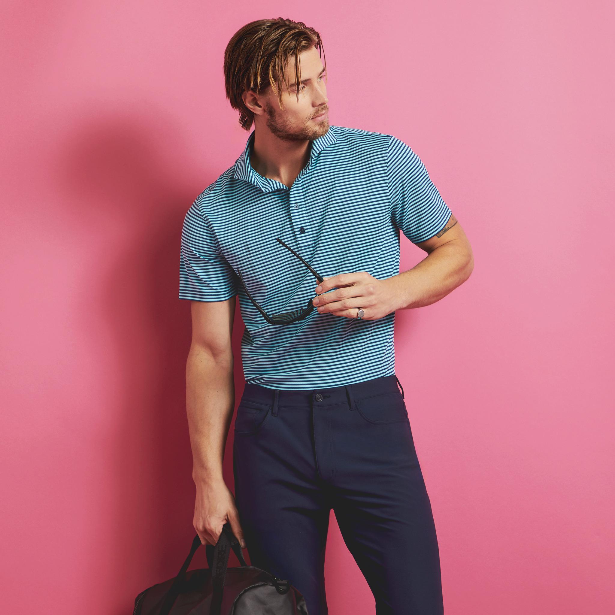 FEEDER STRIPE TECH PIQUÉ MODERN SPREAD COLLAR POLO Product Image