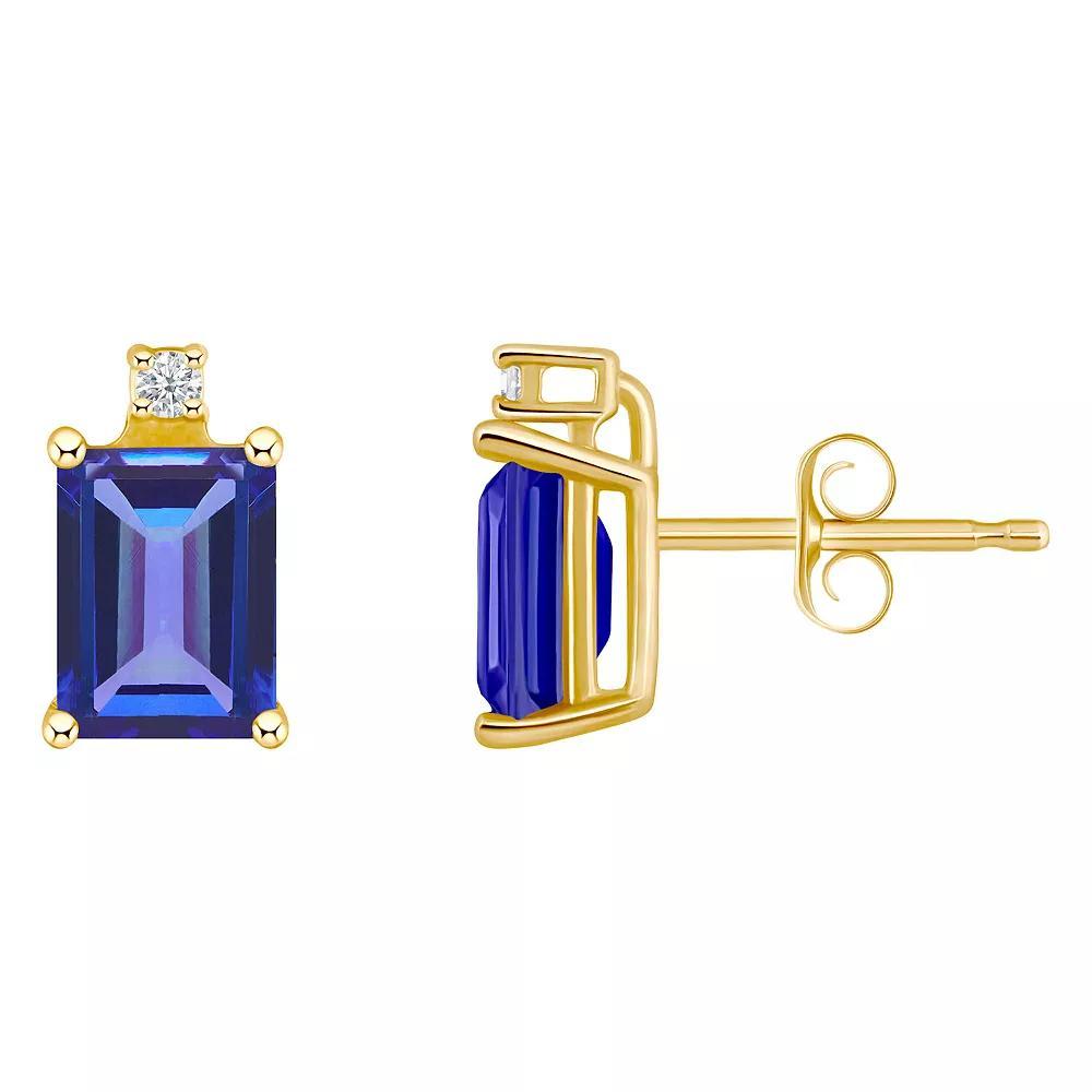 Celebration Gems 14k Gold Emerald Cut Ruby & Diamond Accent Stud Earrings, Women's, 14k Whgold Product Image