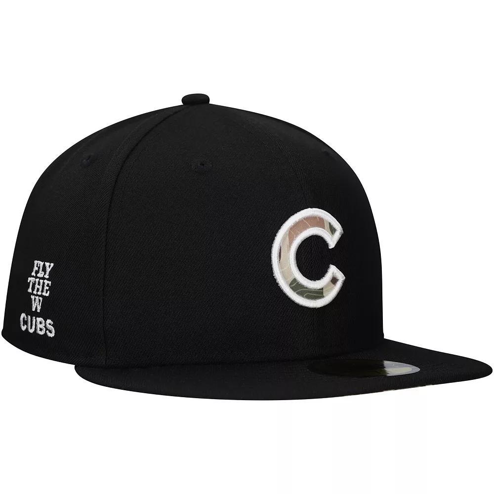 Men's New Era Black Chicago Cubs Troop Chant Camo Undervisor 59FIFTY Fitted Hat, Size: 7 7/8 Product Image