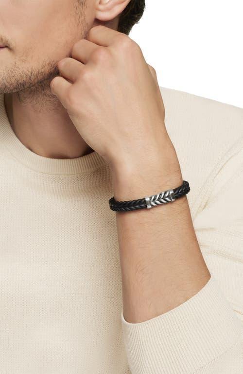 Mens Chevron Bracelet in Black Rubber with Sterling Silver, 9mm Product Image