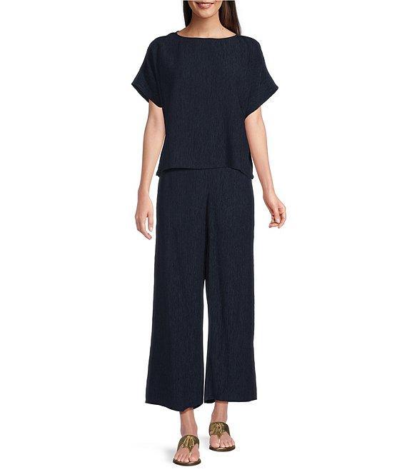 Eileen Fisher Crinkle Texture Plisse Wide Leg Ankle Pants Product Image