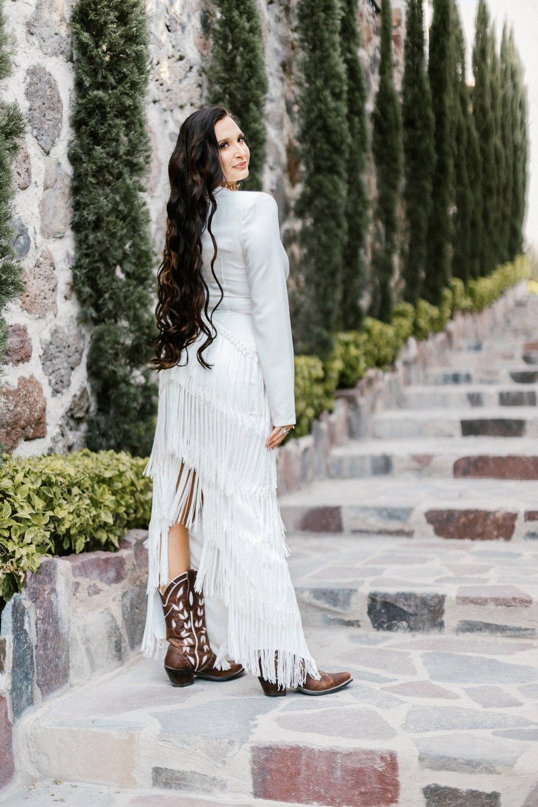 White Fringe Sexy Dress Product Image