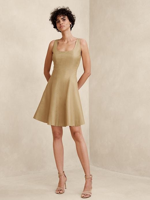 Twill Seamed Mini Dress Product Image