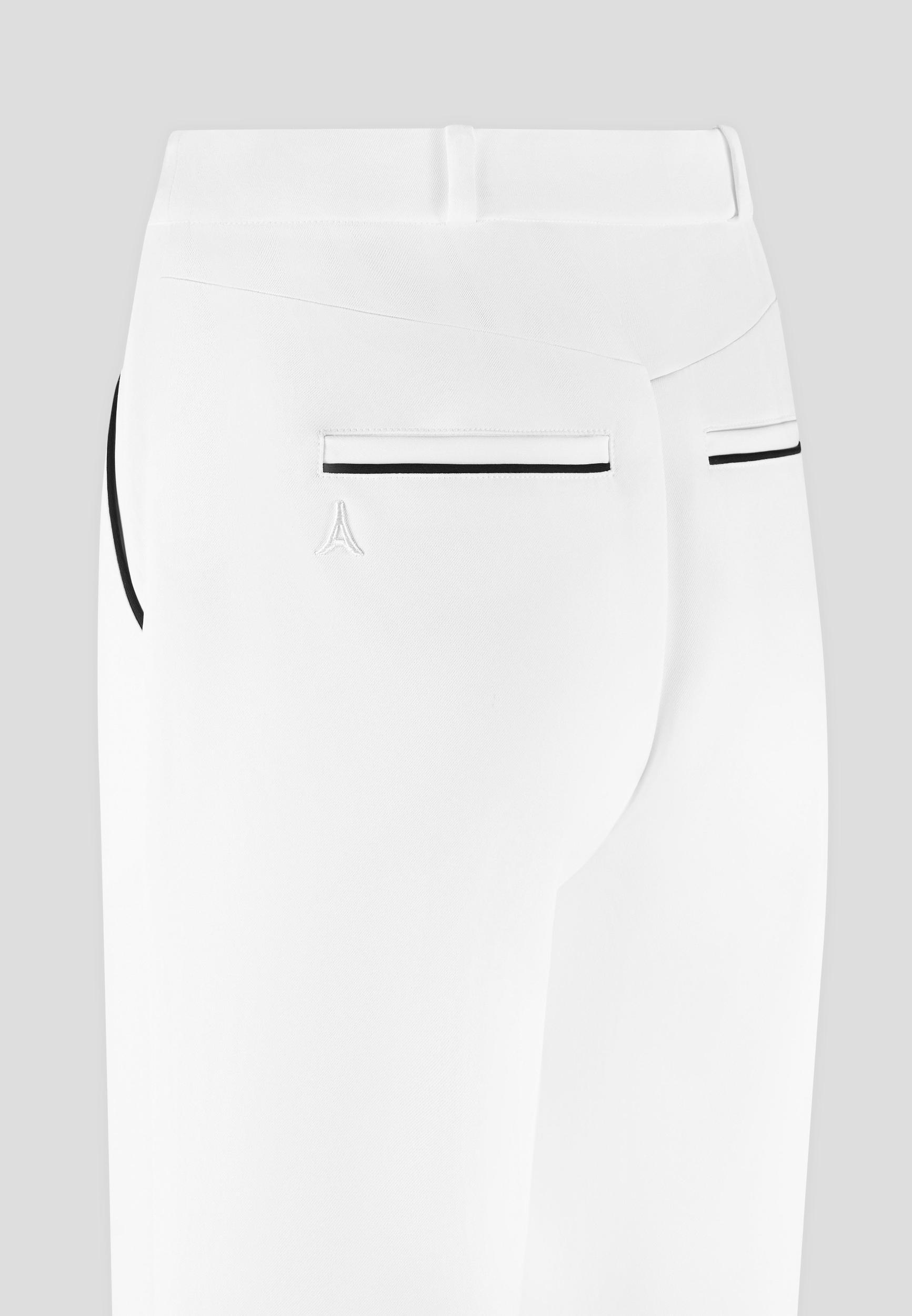 Contrast Piped Pleated Trousers - White/Black Female Product Image