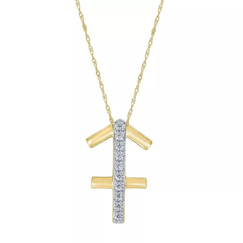 Sterling Silver 1/10 Carat T.W. Diamond Pave Sagittarius Zodiac Pendant Necklace, Women's, Two Tone Product Image