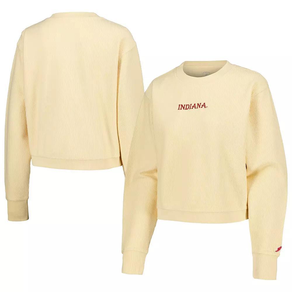 Women's League Collegiate Wear Cream Indiana Hoosiers Timber Cropped Pullover Sweatshirt, Size: Small, Beige Product Image
