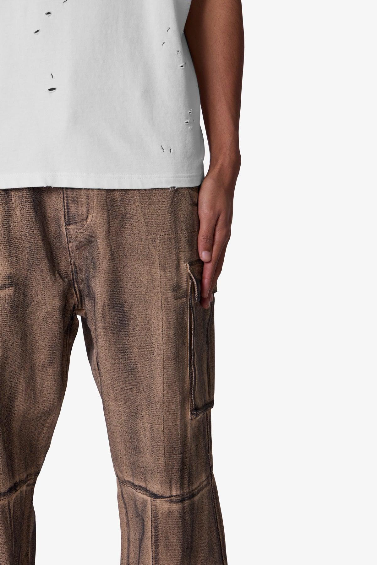 Ultra Baggy Burnt Down Cargo Pants - Cream Product Image