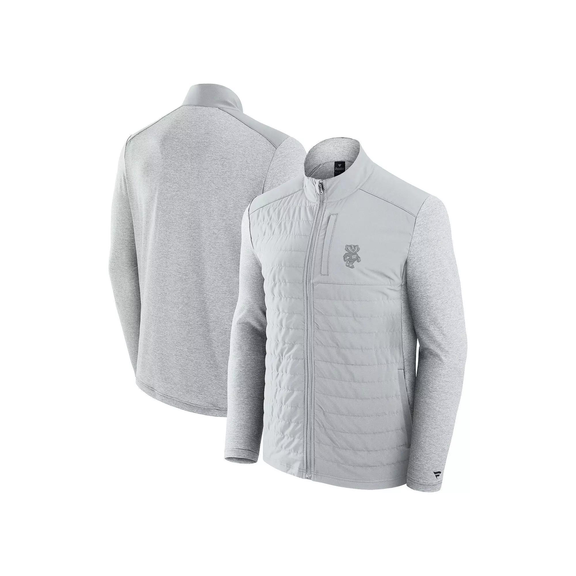 Men's Fanatics Gray Wisconsin Badgers Tonal Primary Logo Full-Zip Jacket, Size: 3XL, Grey Product Image