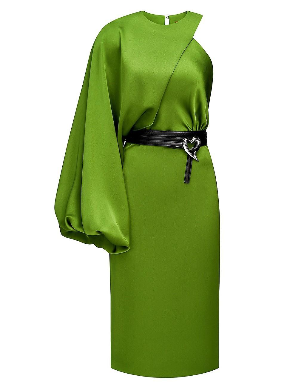 Womens Christa Satin Belted Midi-Dress Product Image