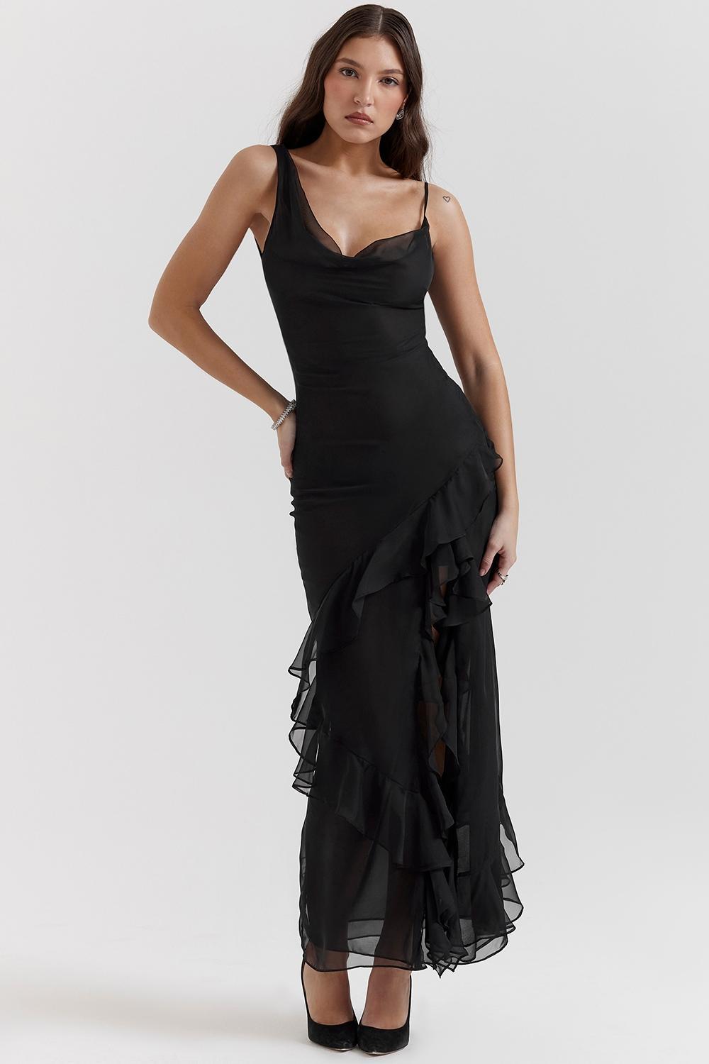 Malila  black ruffle maxi dress - sale Product Image
