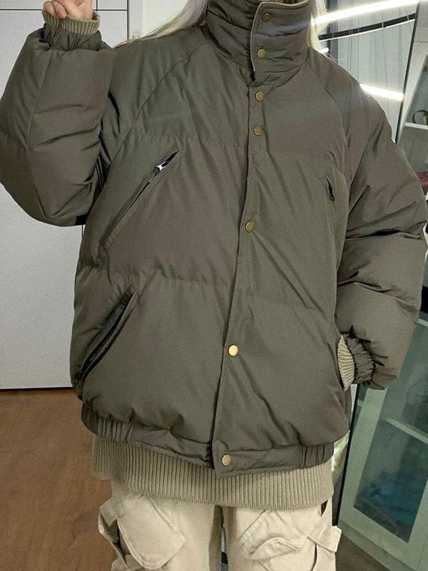 Solid Slant Pocket High Neck Jacket Product Image