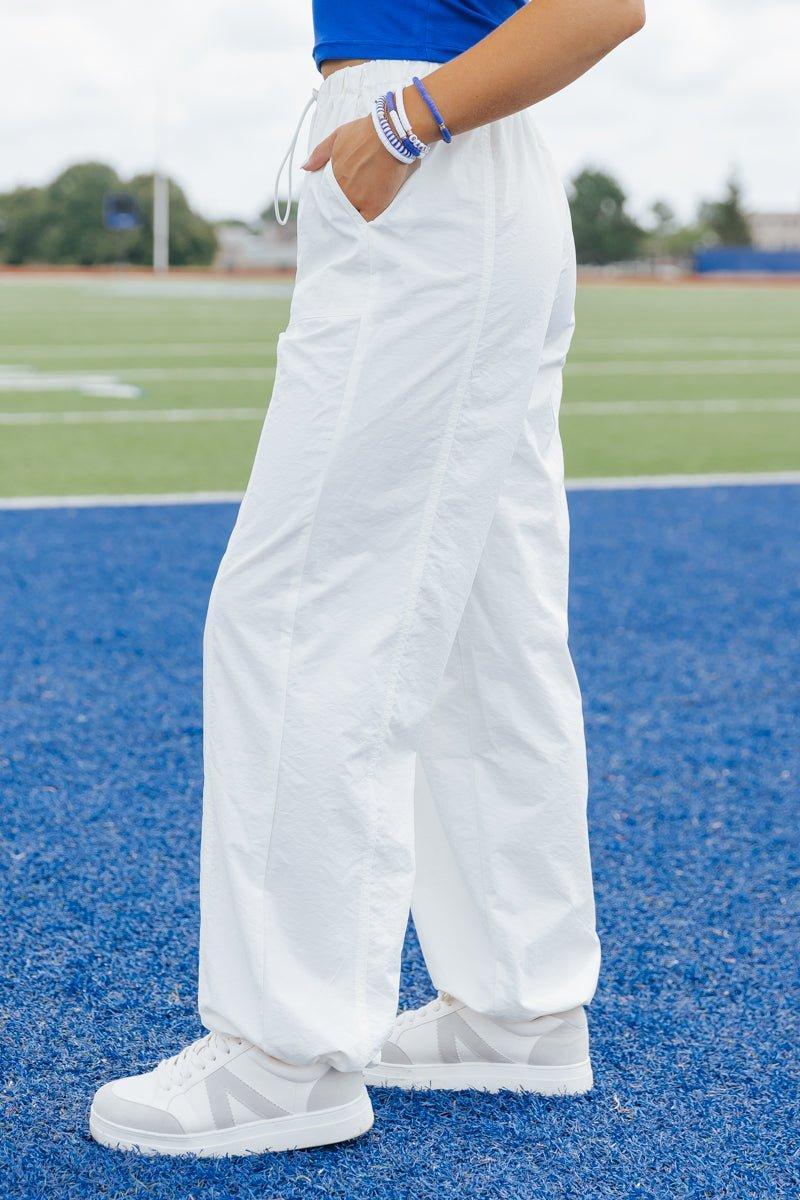 Game On White Parachute Pants - FINAL SALE Product Image
