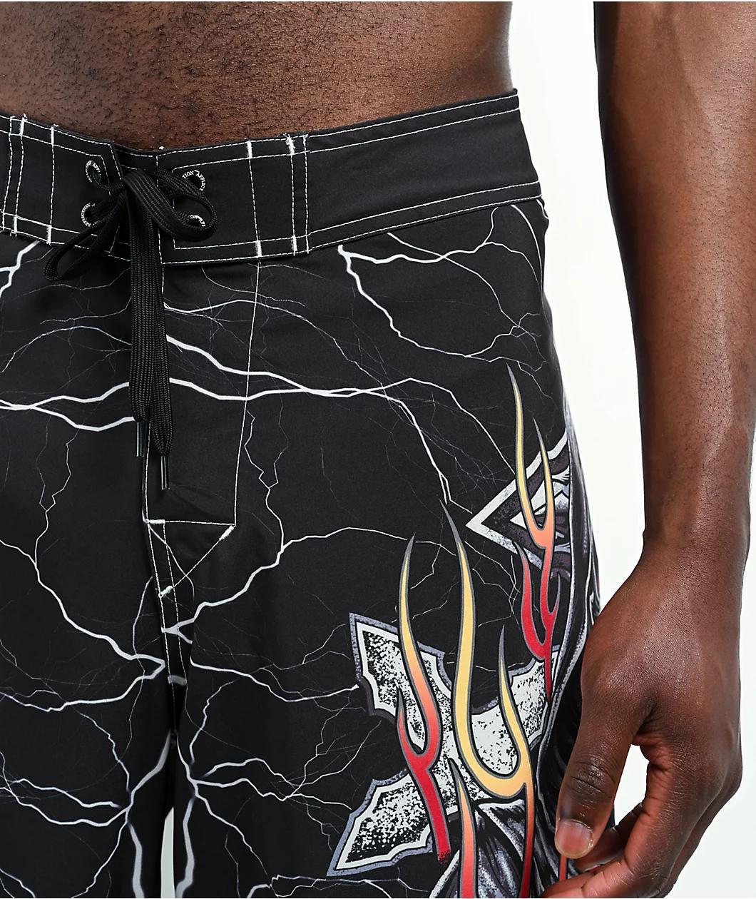 Affliction Phantom Fire Black Board Shorts Product Image