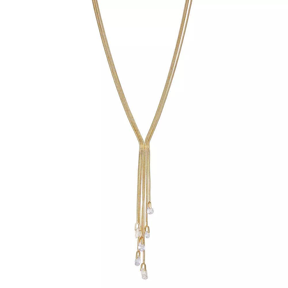 Nine West Gold Tone Fringed Chain Y-Necklace, Womens Product Image