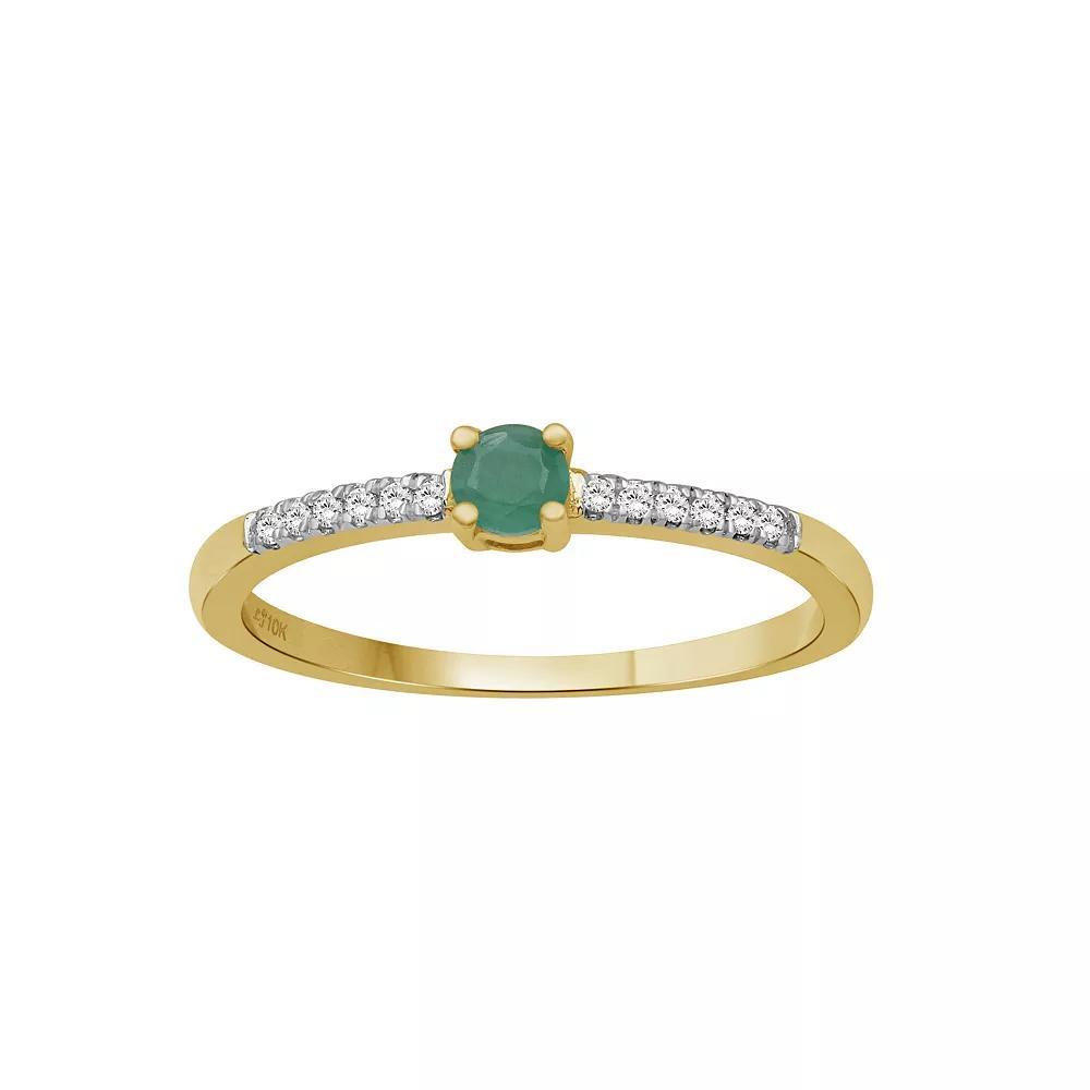 Jewelexcess 10k Gold Gemstone & 1/10 Carat T.W. Diamond Band Ring, Women's, Size: 9, Green 10k Gold Product Image