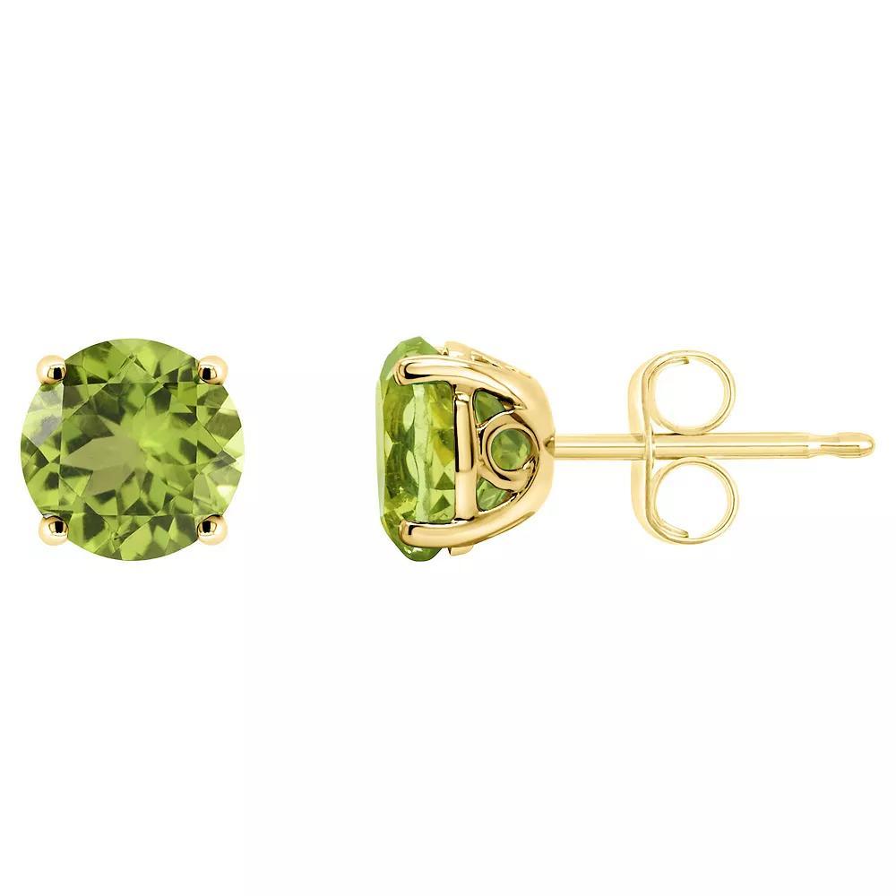 Alyson Layne 14k Gold Round Peridot Stud Earrings, Women's Product Image