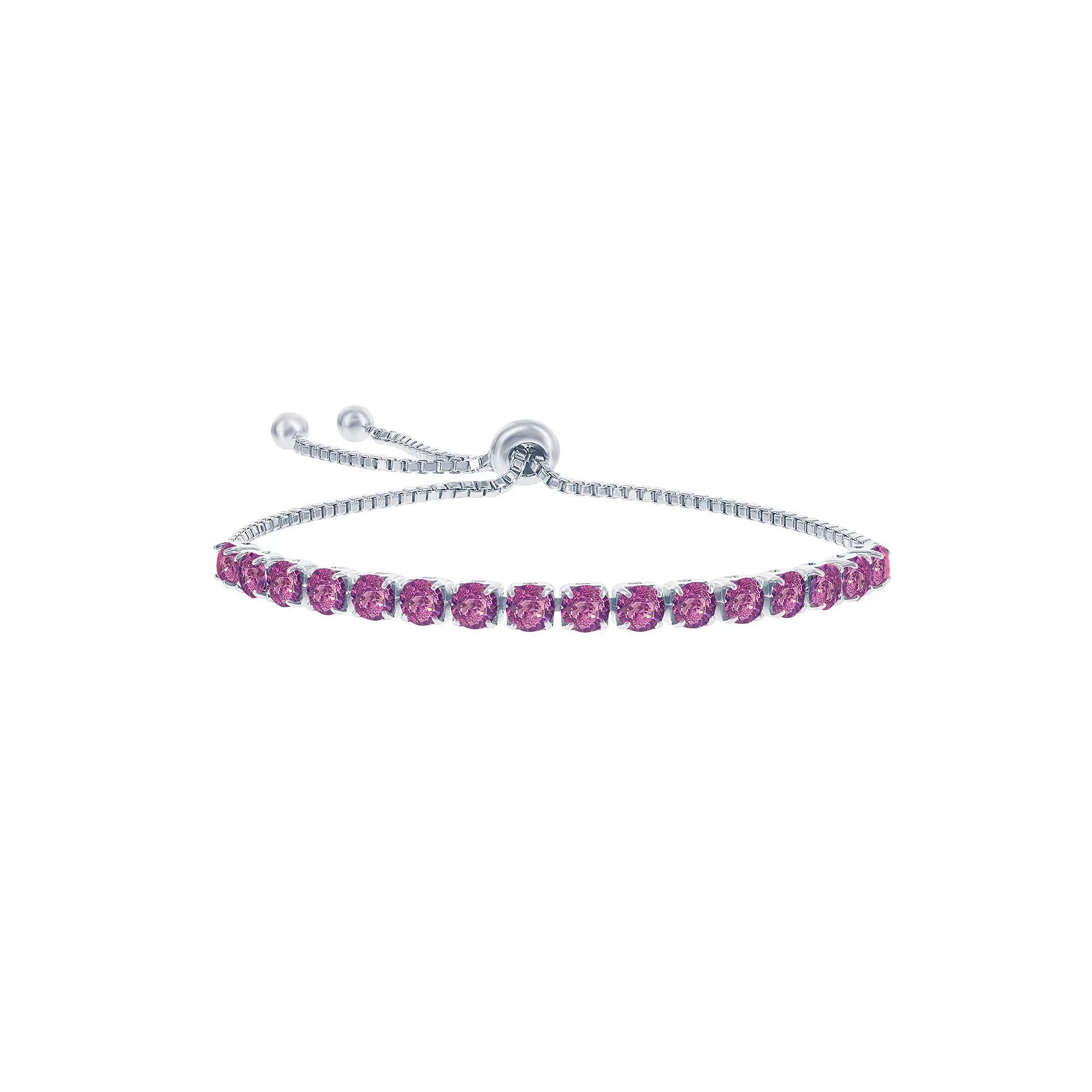 Sterling Silver Pink Gemstone Bracelet, Women's, Size: 5-9" ADJ Product Image