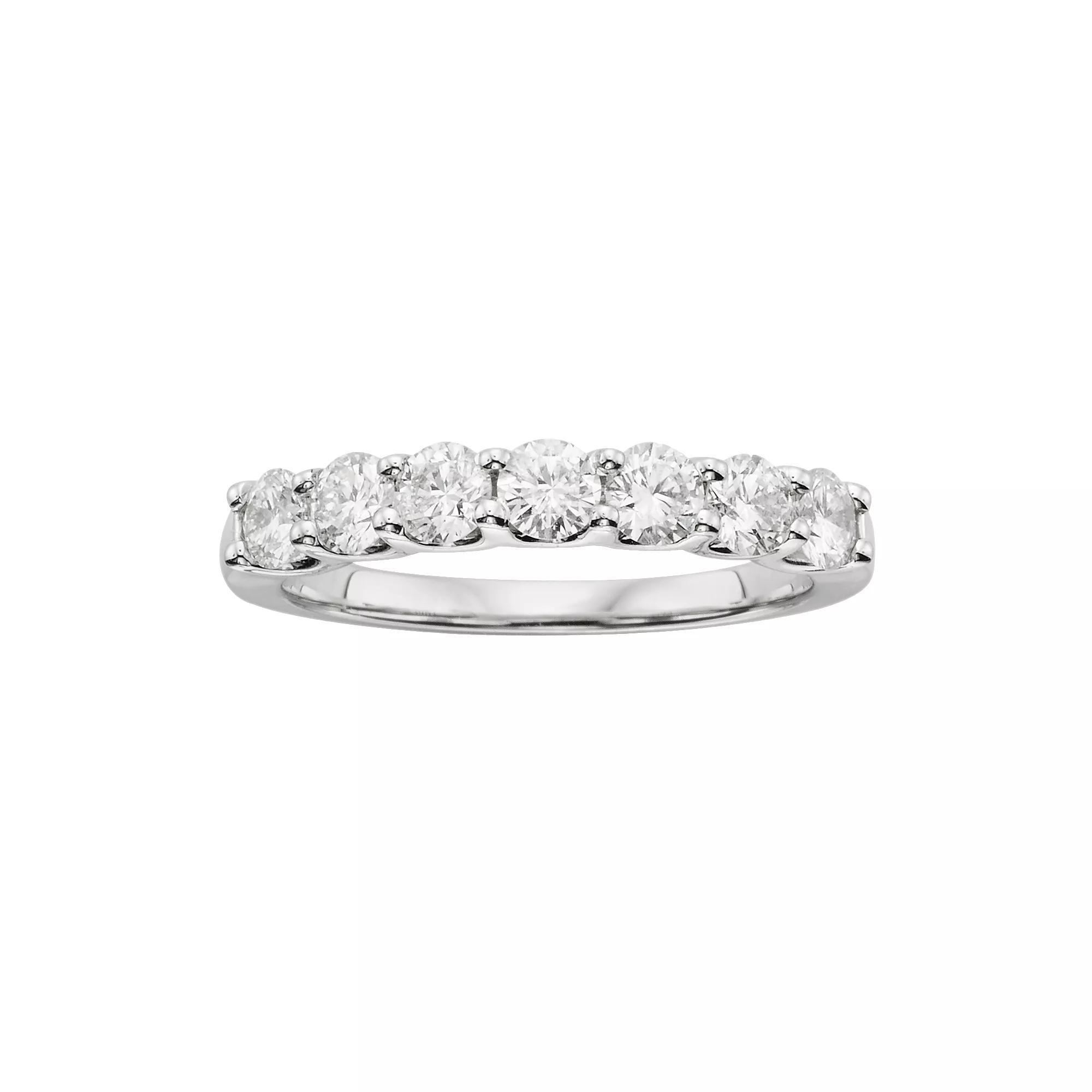 The Regal Collection 18k White Gold 1-ct. T.W. IGL Certified Round-Cut Colorless Diamond 7 Stone Band Ring, Women's Product Image
