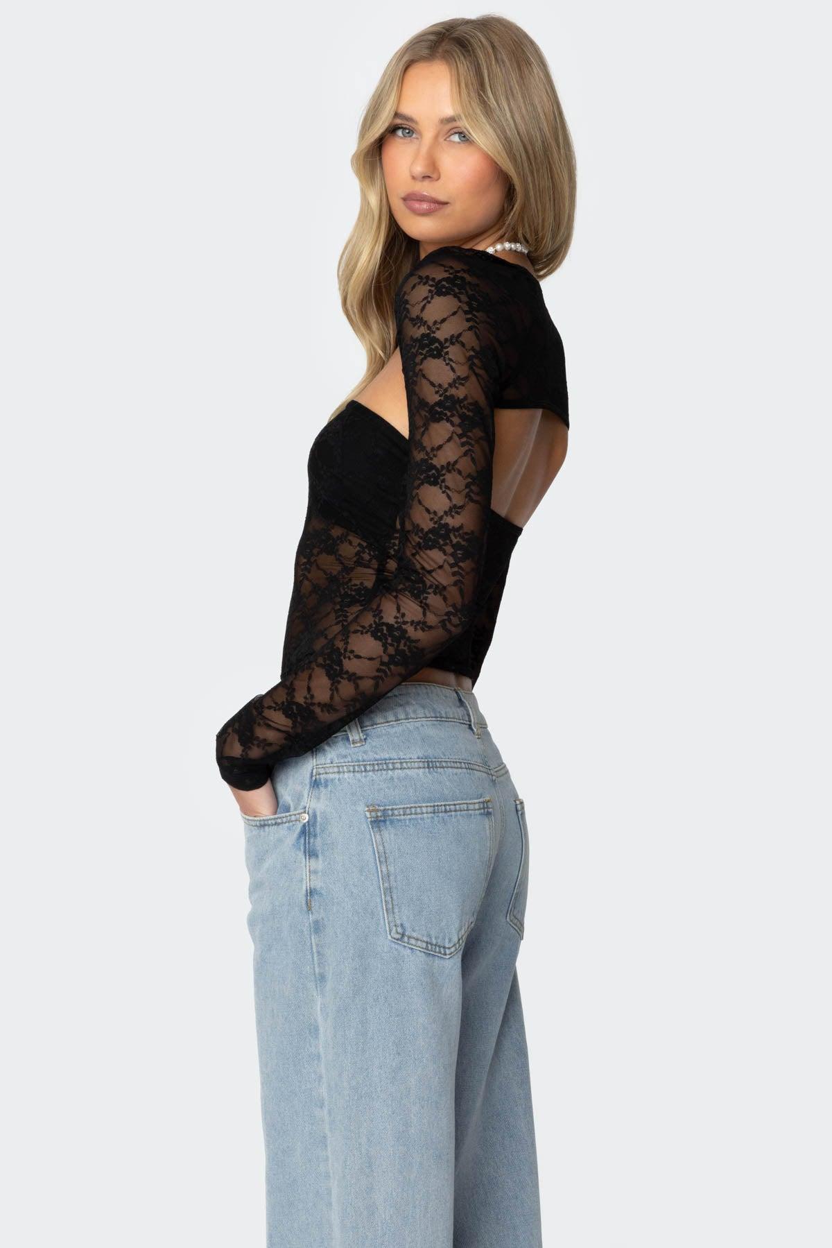 Addison Sheer Lace Two Piece Top Product Image