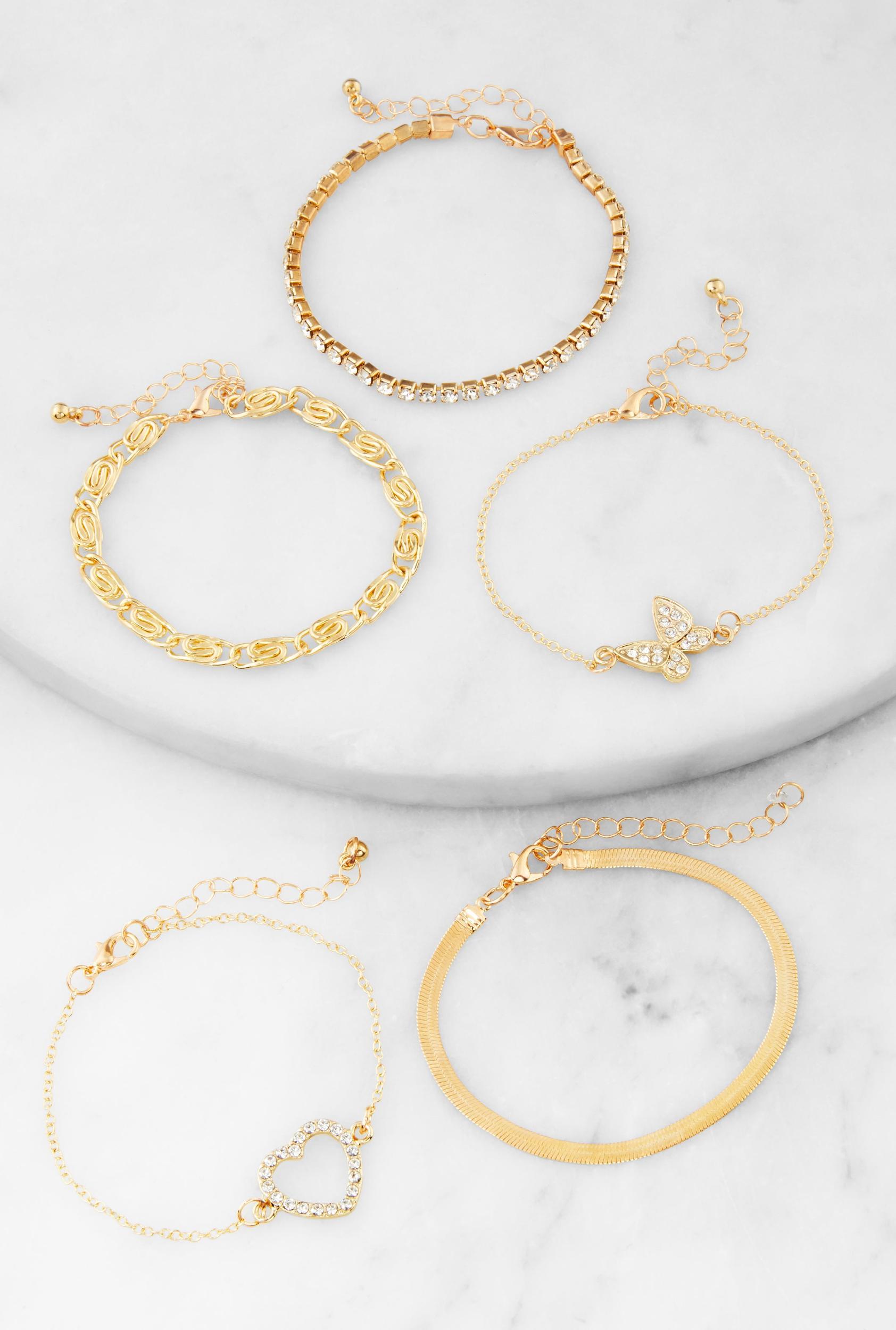 Butterfly Heart Charm Bracelets Set of 5 Female Product Image