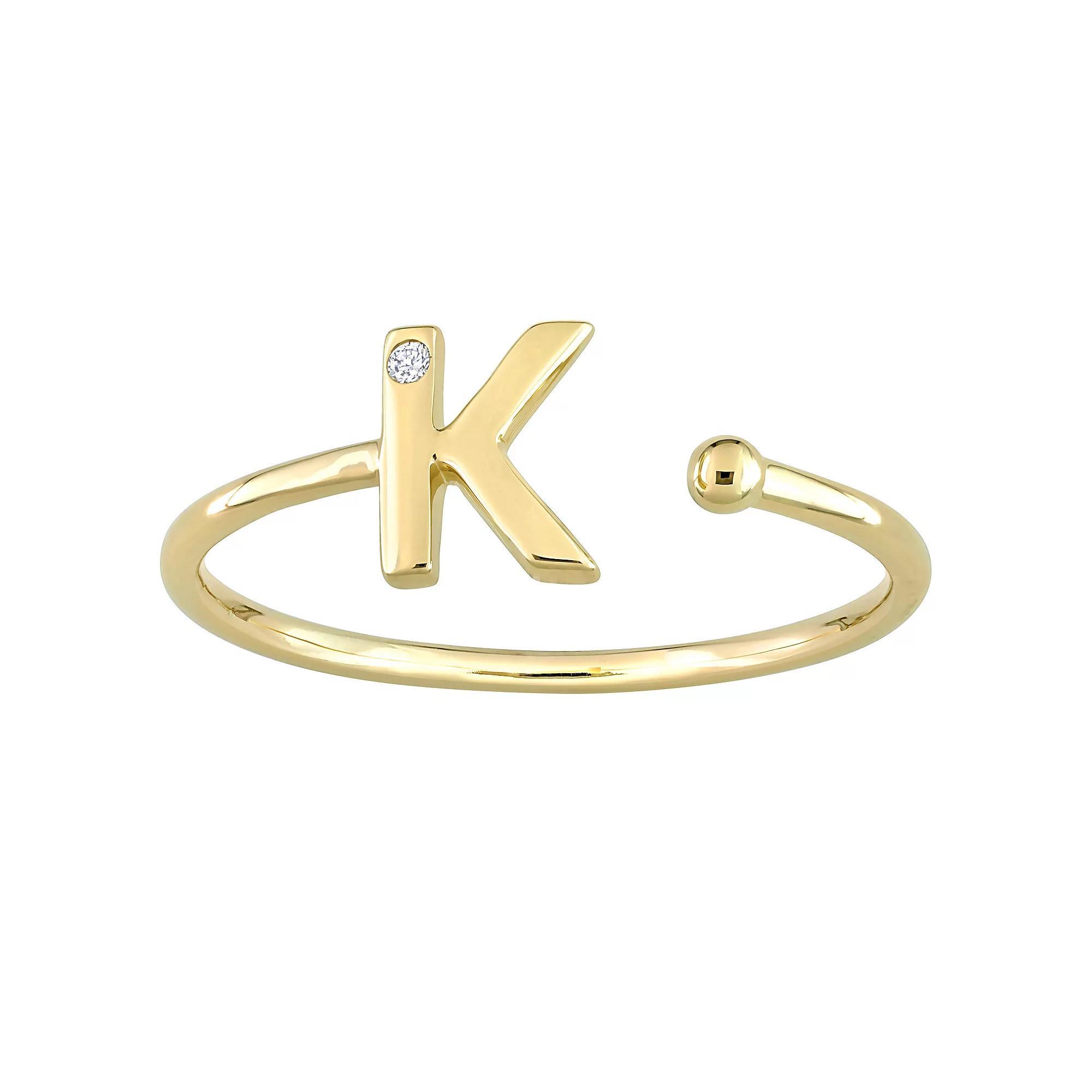 Stella Grace 10k Gold Diamond Accent Initial Open Ring, Womens Product Image
