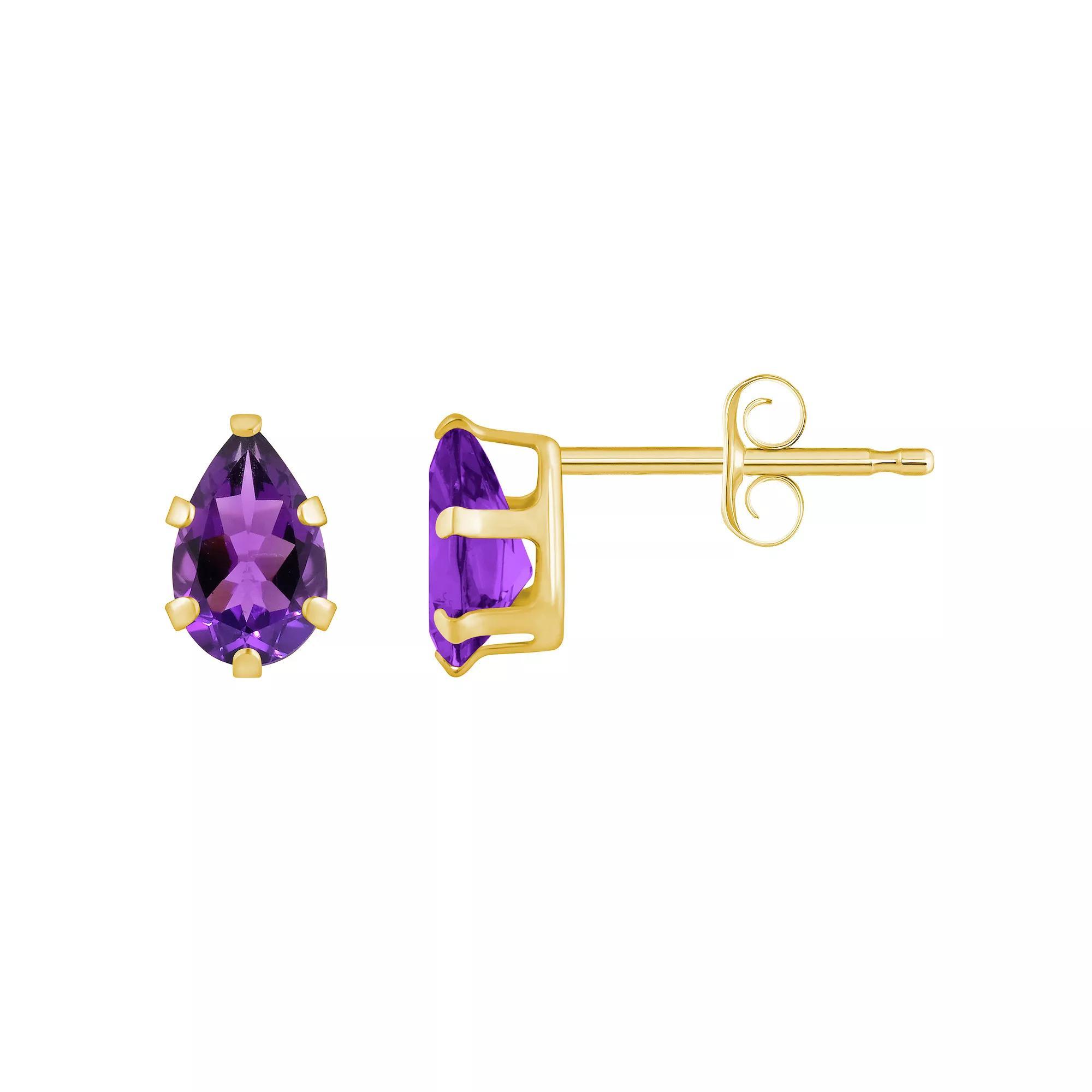 Celebration Gems 10k Gold Pear Shape Aquamarine Stud Earrings, Women's, White Product Image