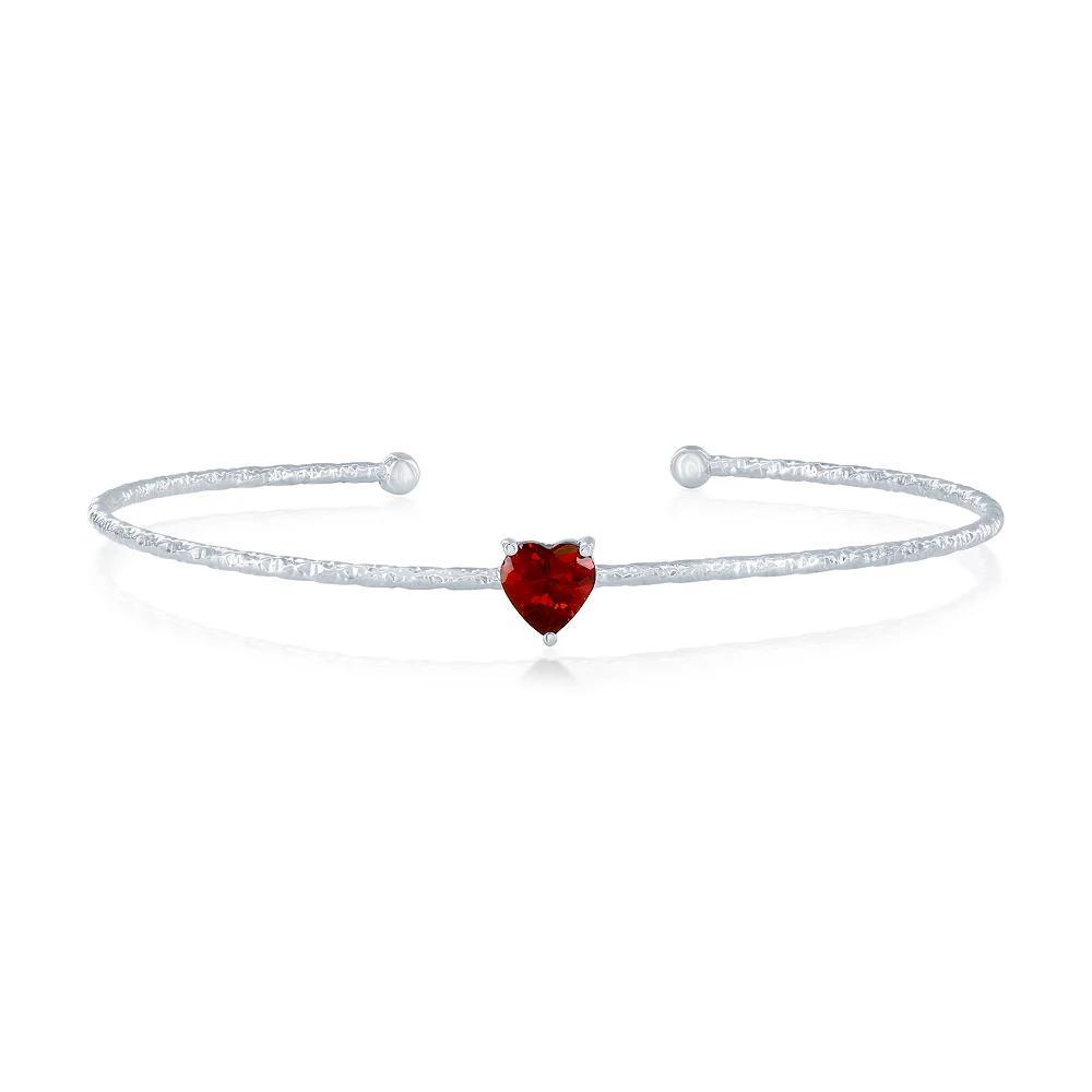 Argento Bella Sterling Silver Cubic Zirconia Birthstone Heart Bangle Bracelet, Women's, Size: 7", January Product Image