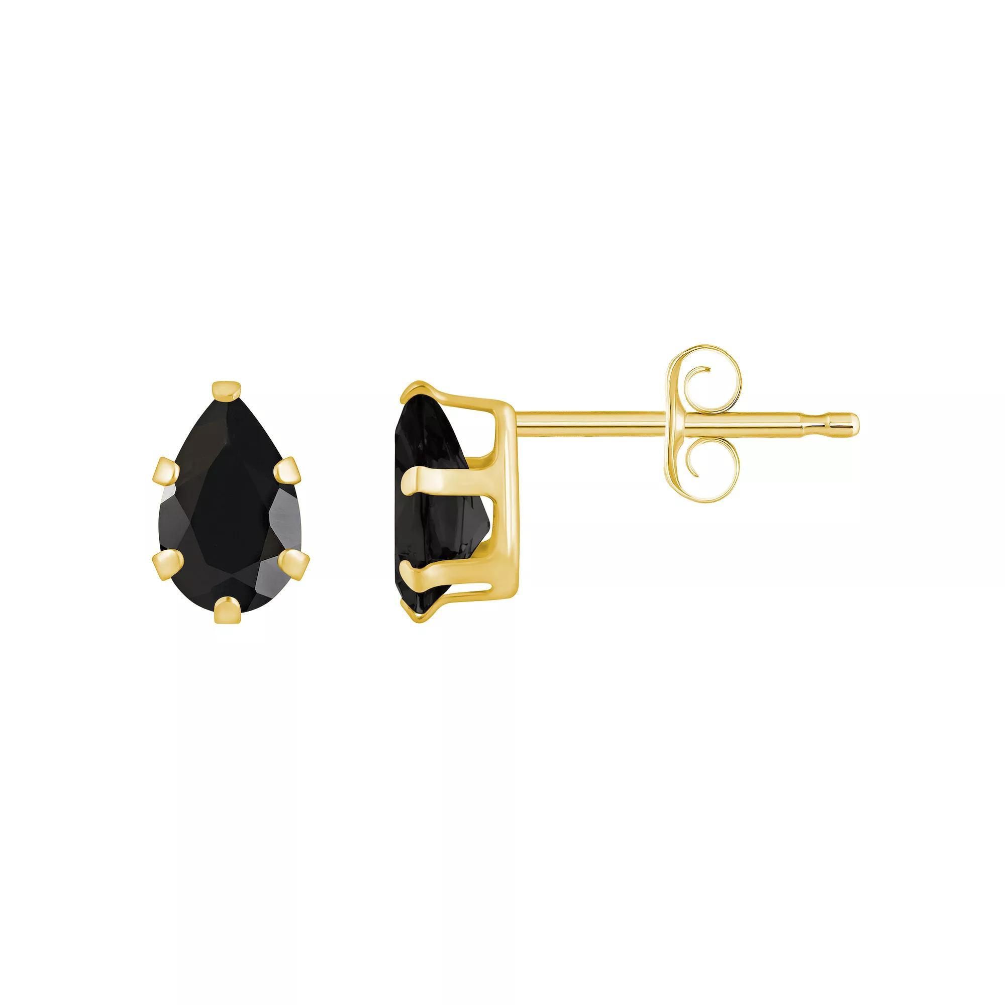 Celebration Gems 10k Gold Pear Shape Onyx Stud Earrings, Women's, White Product Image