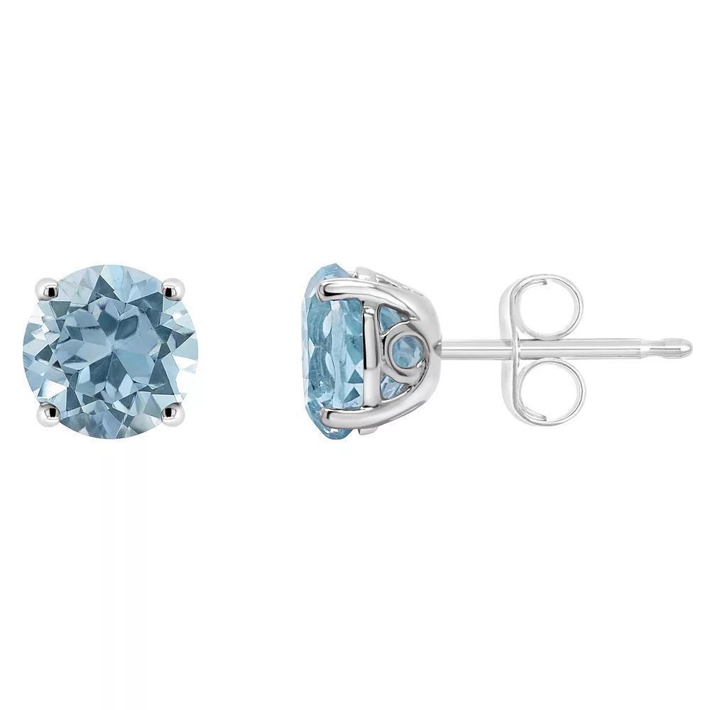 Alyson Layne 14k Gold Round Sky Blue Topaz Stud Earrings, Women's, 14k White Gold Product Image