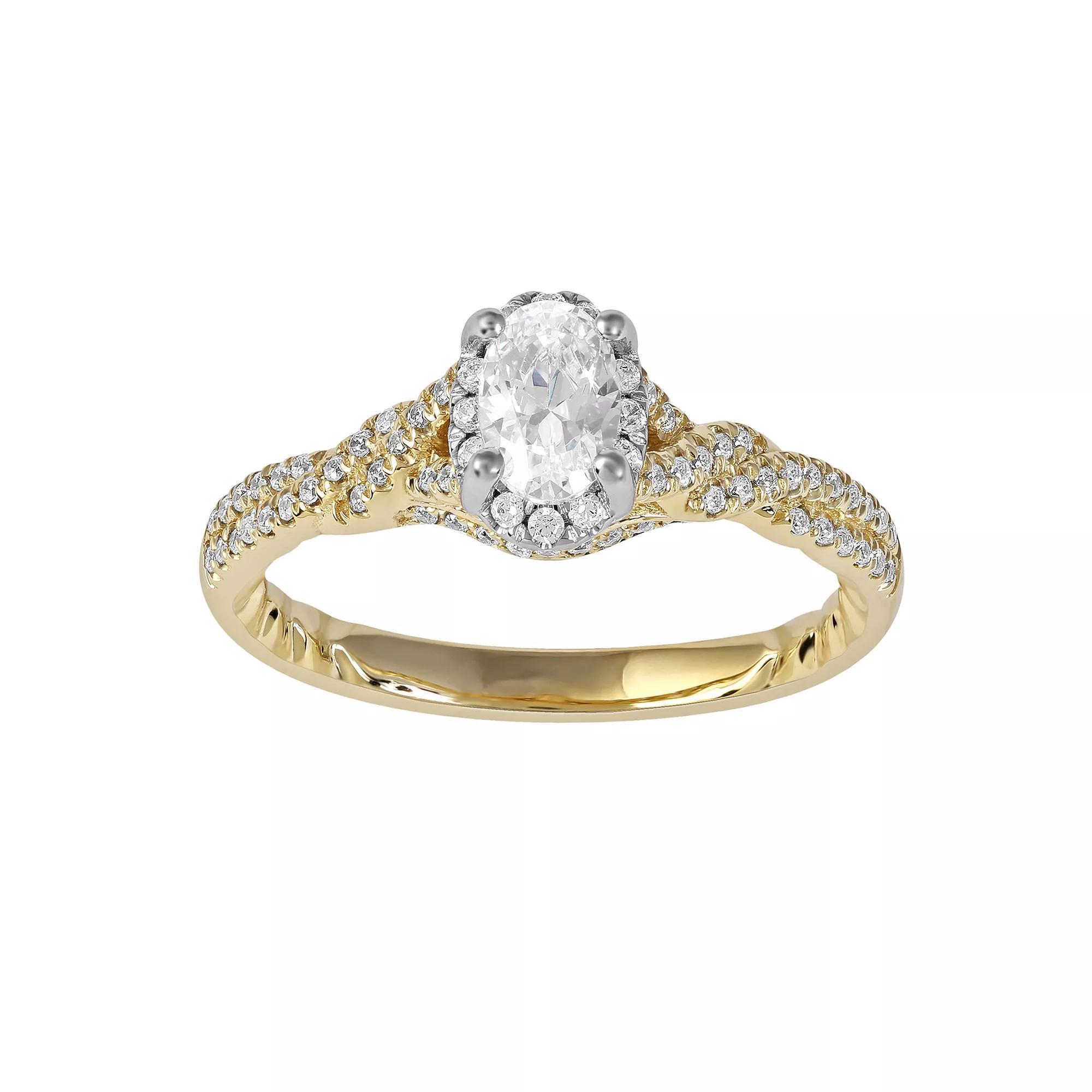 DeCouer 10k Gold 5/8 Carat T.W. Diamond Oval Halo Engagement Ring, Women's, Size: 7, 10k Rose Gold Product Image