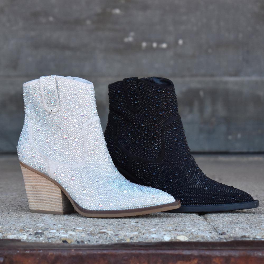 "Kady" Silver Rhinestone Booties* Product Image