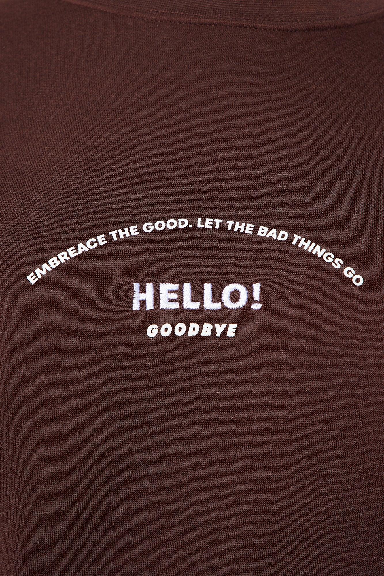 Hello Goodbye Crew Neck Sweatshirt - Brown Product Image