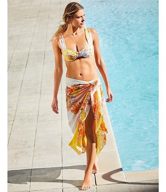 Antonio Melani Patchwork Floral Print Classic Self Tie Pareo Sarong Swim Cover-Up Product Image