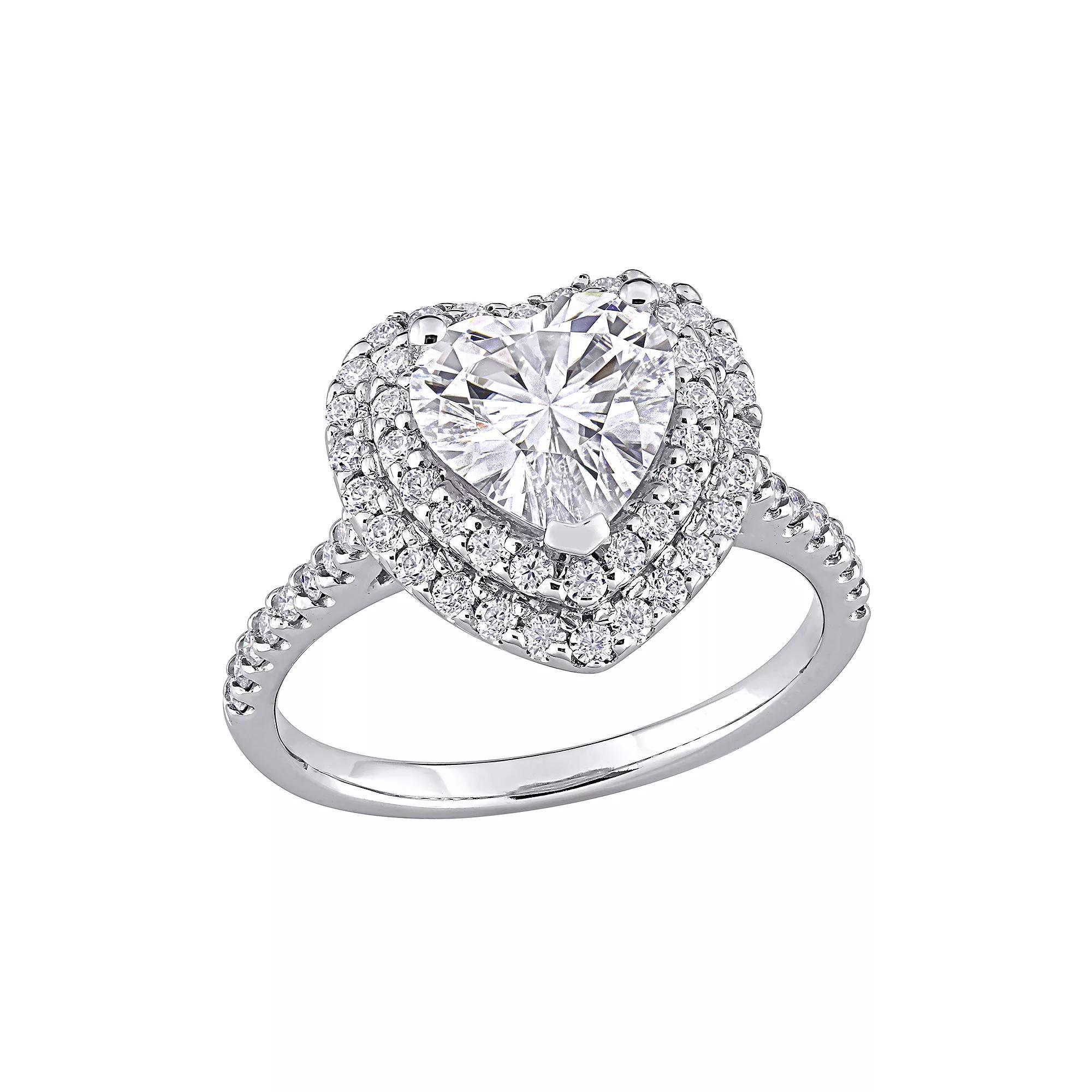 Stella Grace 10k White Gold 2 5/8 Carat T.W. Lab-Created Moissanite Heart Engagement Ring, Women's, Size: 6.50, 10k Whgold Product Image